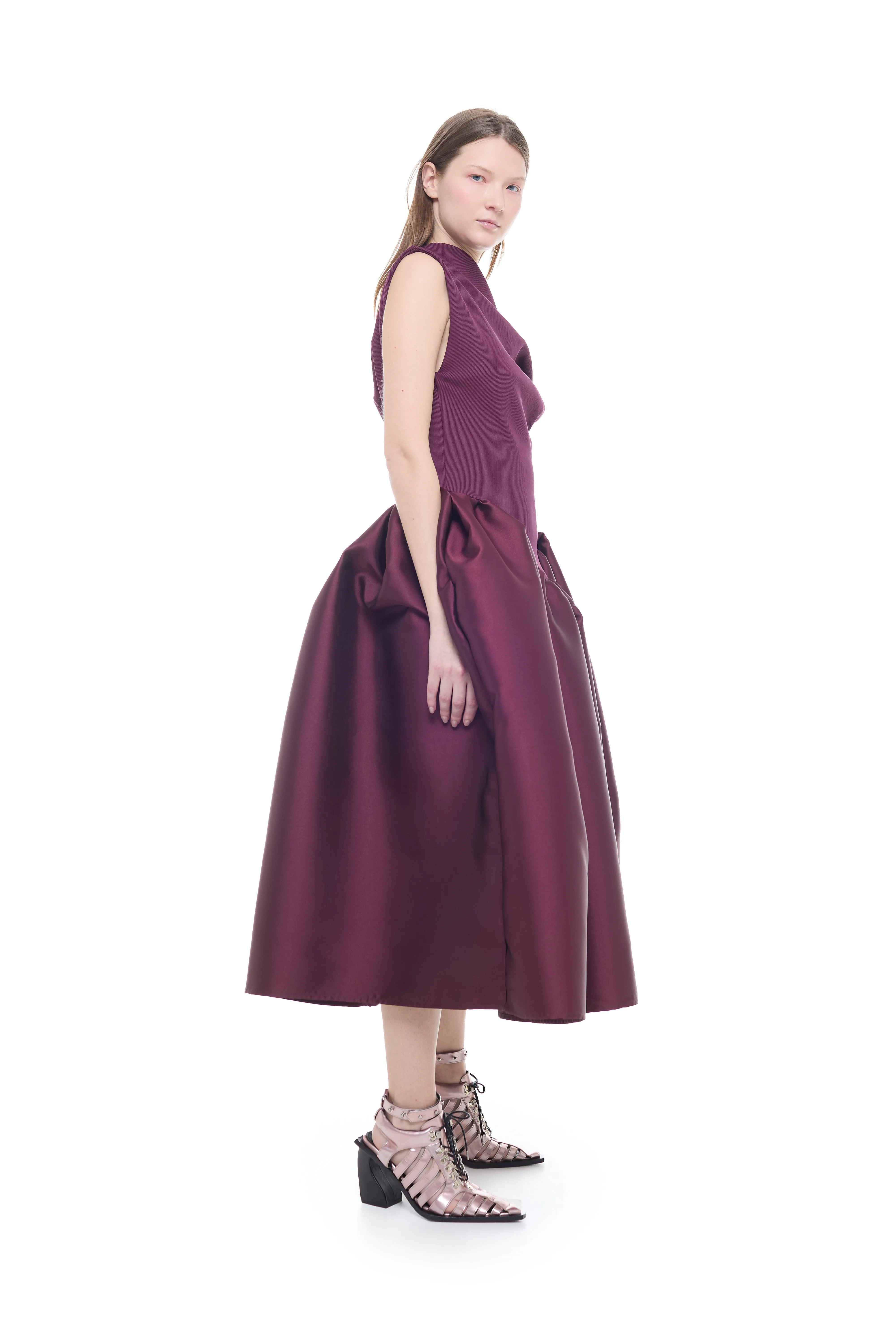 BURGUNDY OFF SHOULDER PRINCESS DRESS sold by Marques ’ Almeida product image thumbnail 5
