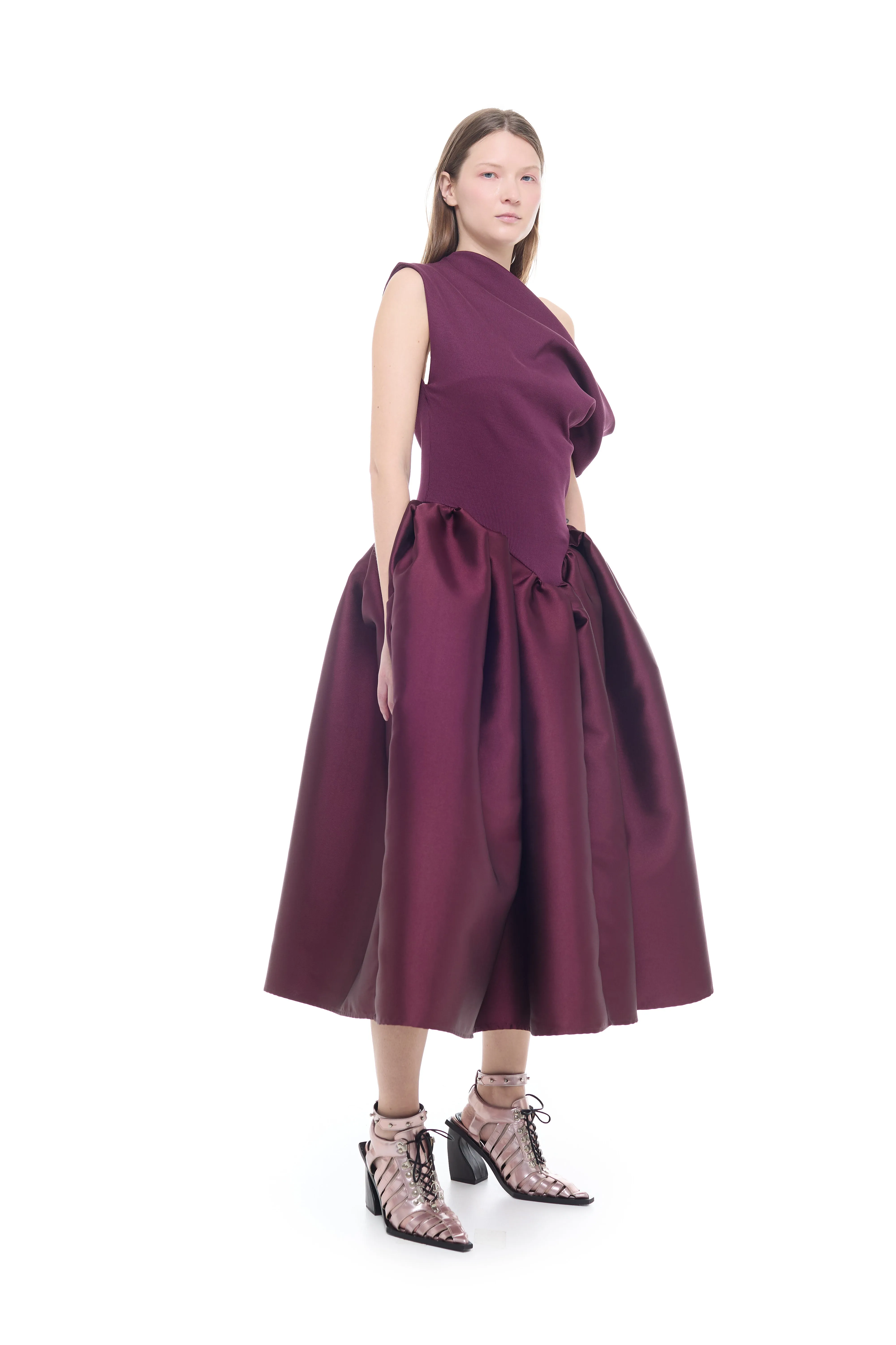 BURGUNDY OFF SHOULDER PRINCESS DRESS sold by Marques ’ Almeida product image thumbnail 4