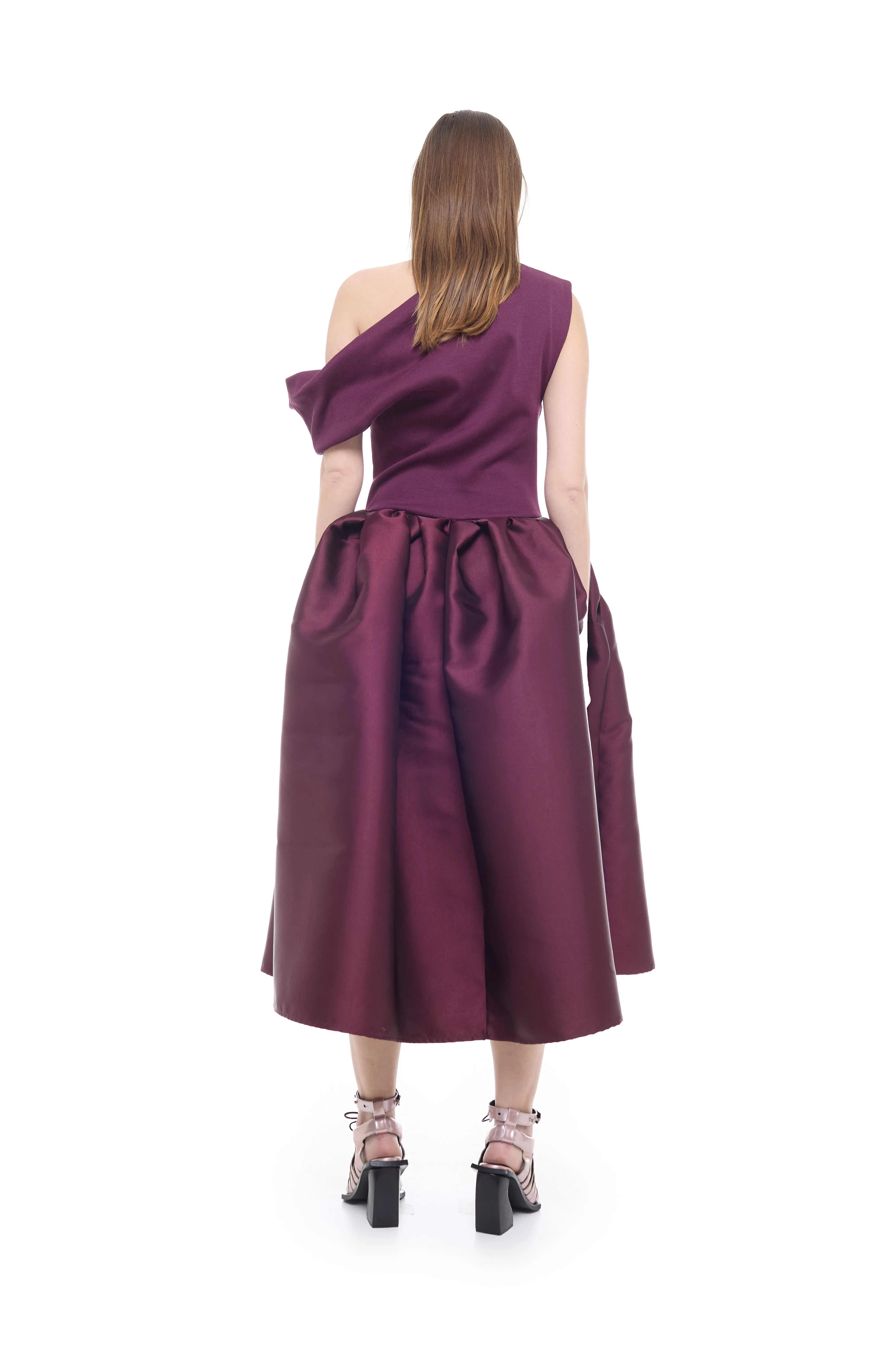 BURGUNDY OFF SHOULDER PRINCESS DRESS sold by Marques ’ Almeida product image thumbnail 3