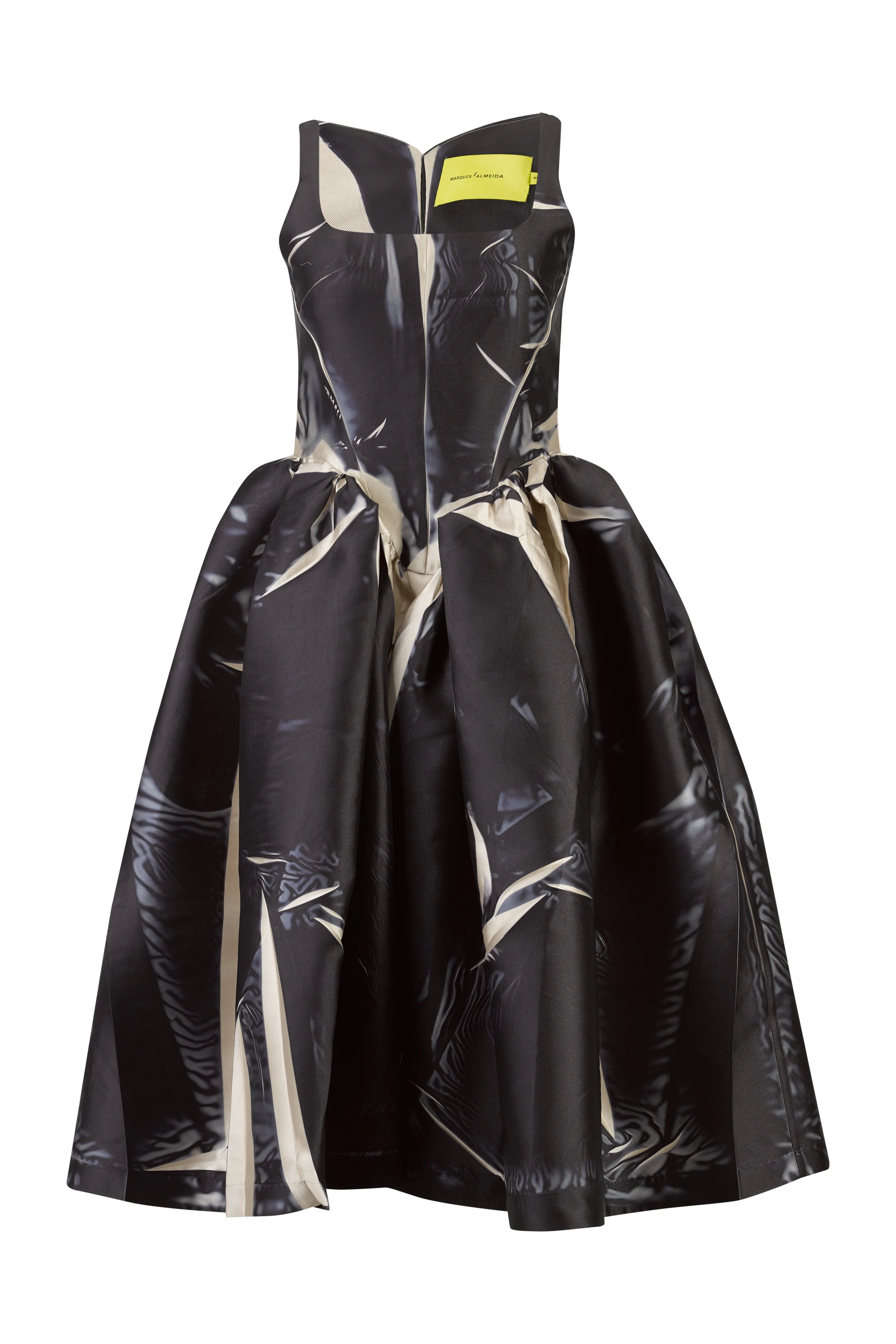 BLACK PRINTED MIKADO SLEEVELESS PUFF DRESS sold by Marques ’ Almeida product image thumbnail 2