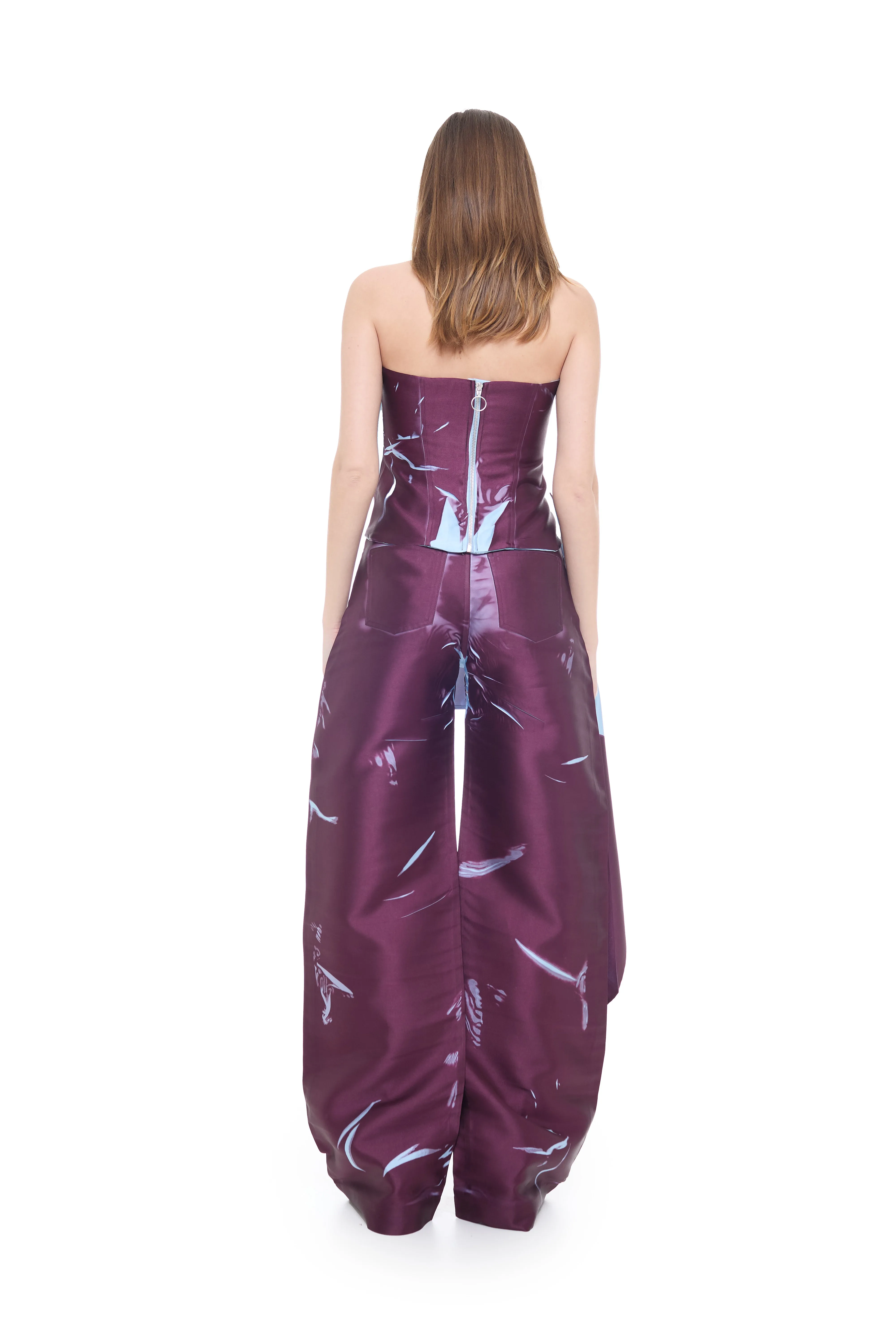 BURGUNDY MIKADO DRAPED STRAPELESS TOP sold by Marques ’ Almeida product image thumbnail 3