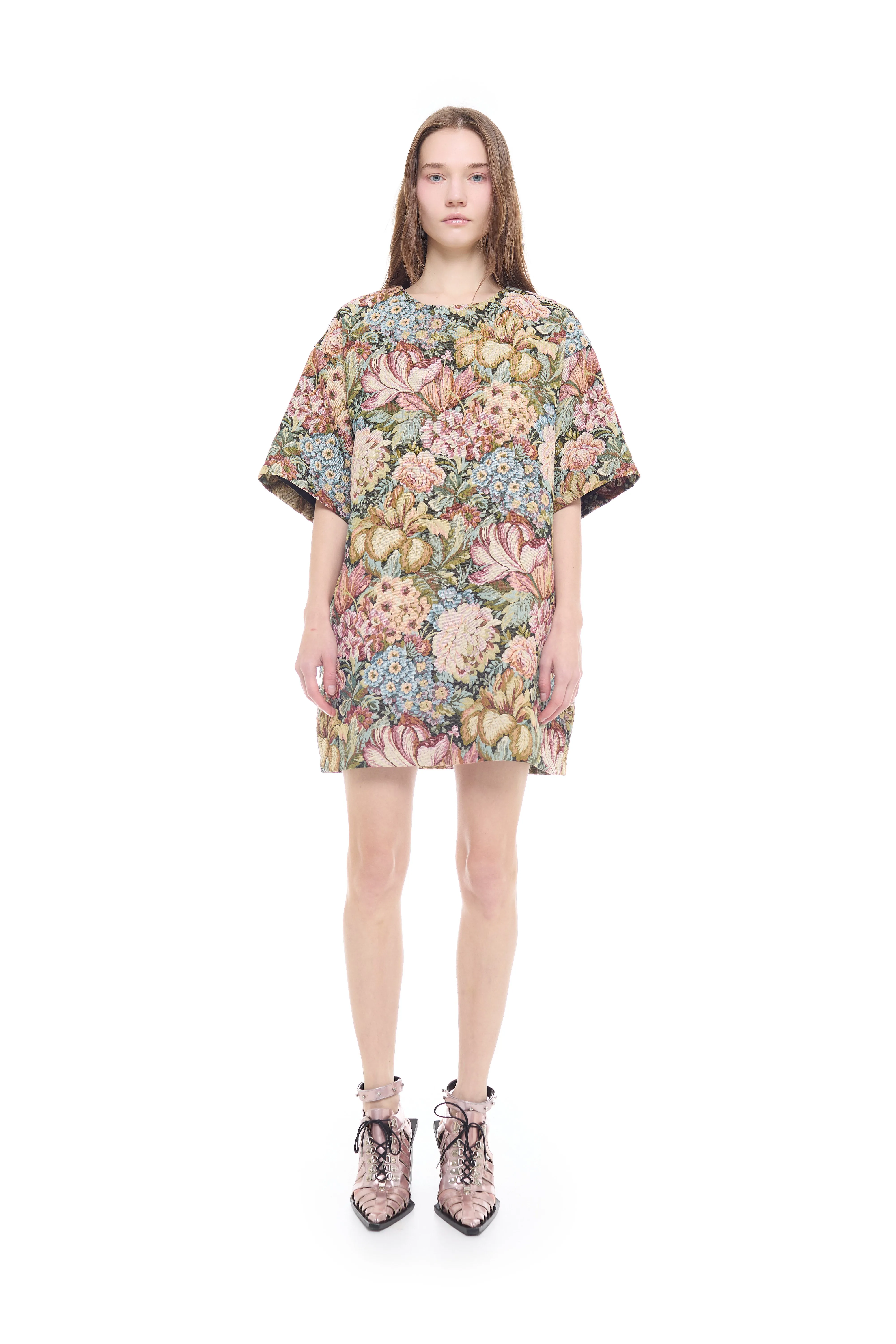 GREEN BROCADE T-SHIRT DRESS sold by Marques ’ Almeida product image thumbnail 4