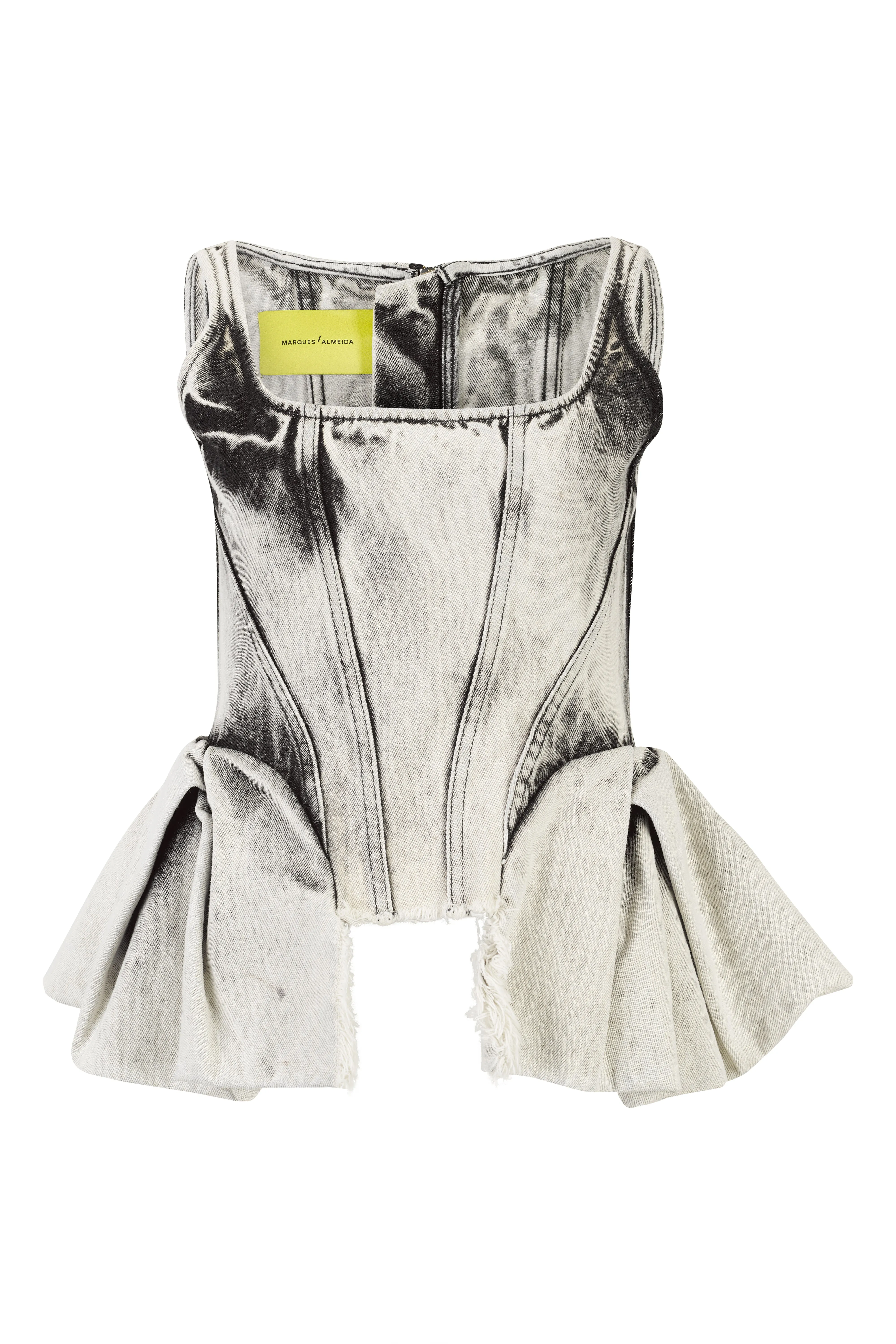 WHITE ACID WASH DENIM PEPLUM CORSET sold by Marques ’ Almeida product image thumbnail 2