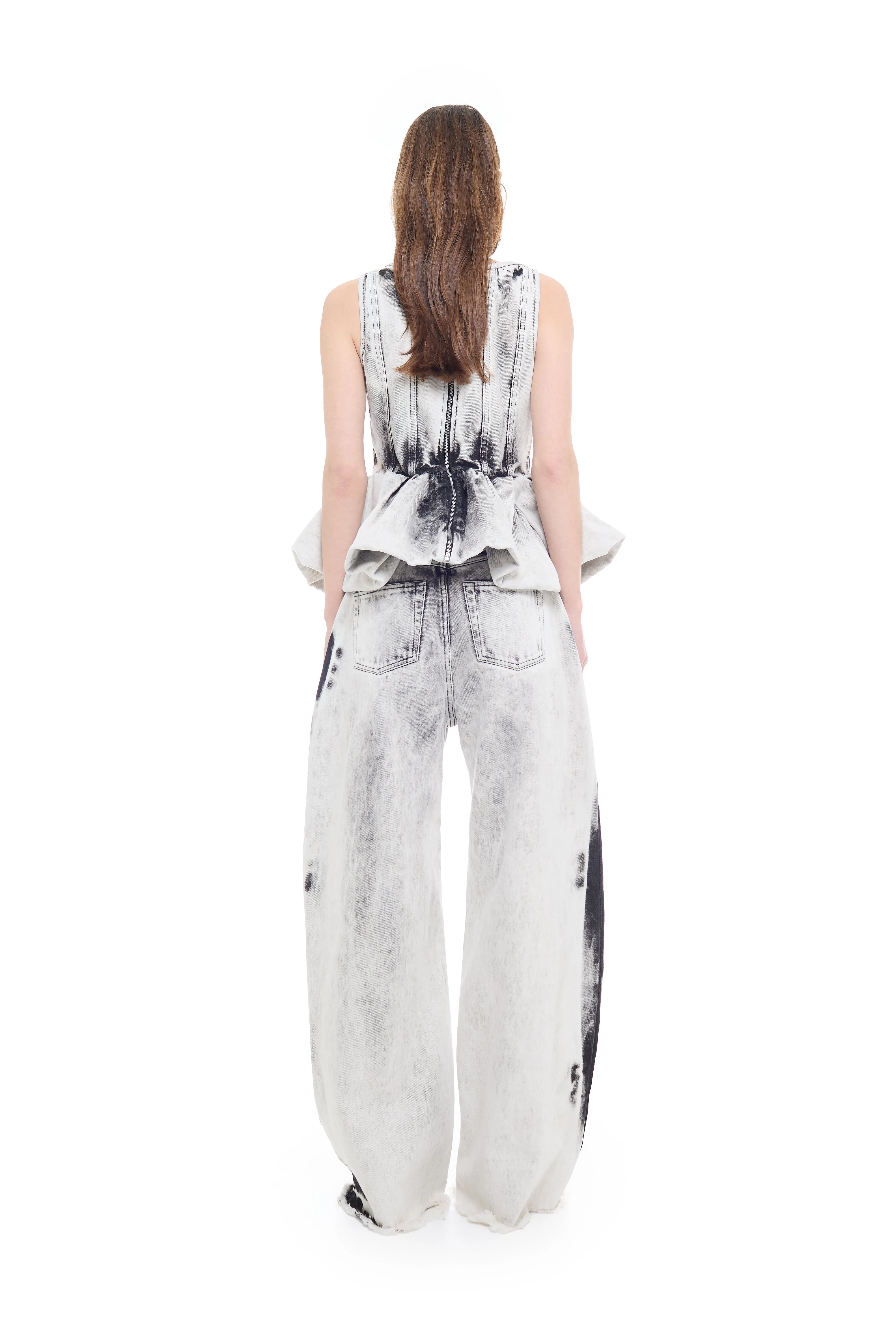 WHITE ACID WASH DENIM PEPLUM CORSET sold by Marques ’ Almeida product image thumbnail 3