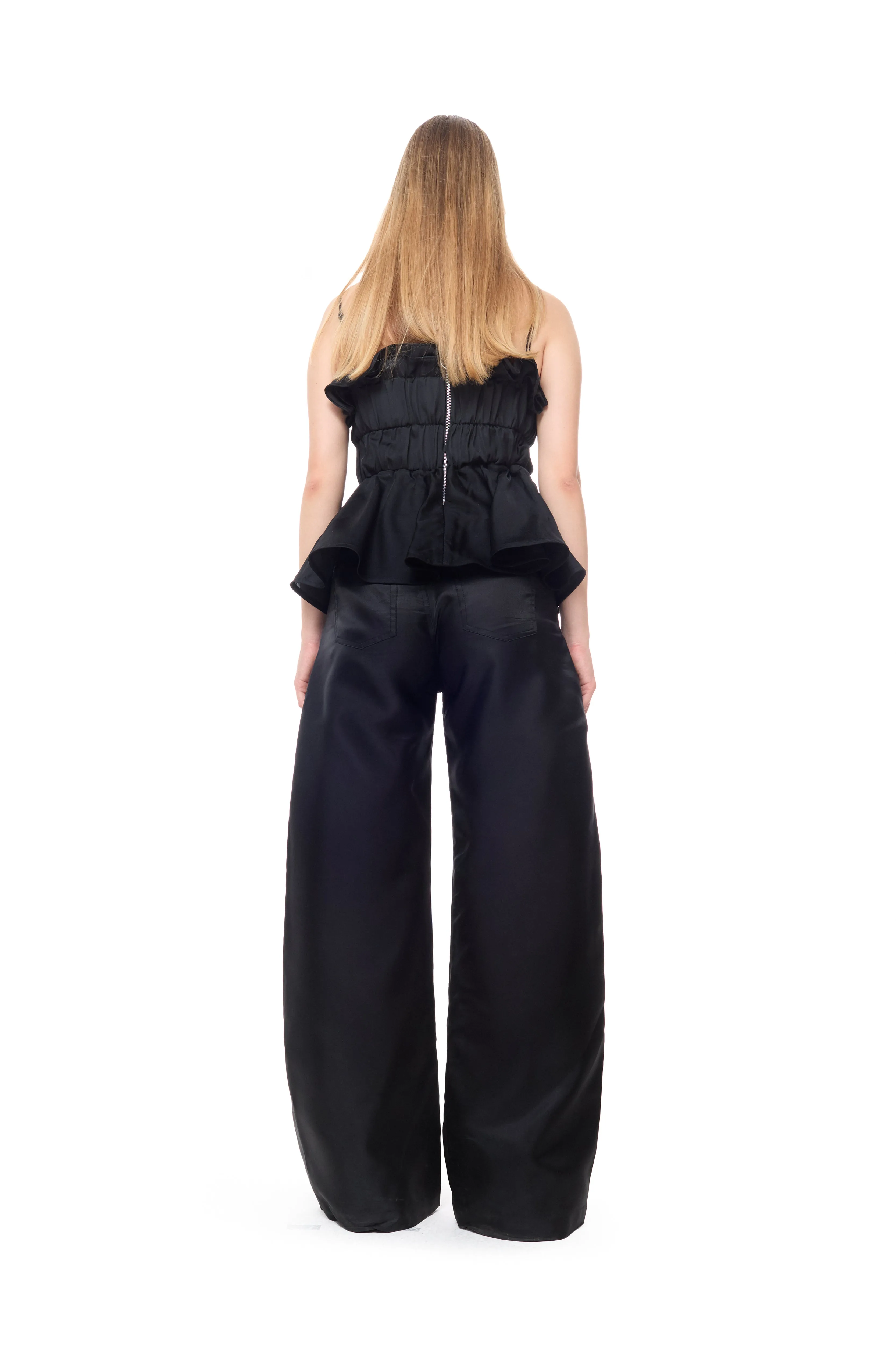 BLACK LINEN GATHERED STRAP TOP sold by Marques ’ Almeida product image thumbnail 2