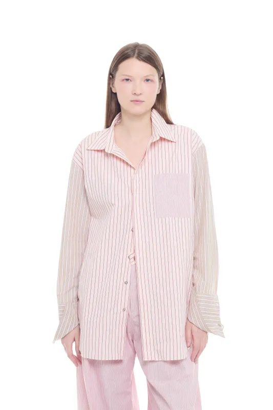 PINK OVERSIZED PATCHWORK BOYFRIEND SHIRT made by Marques ’ Almeida