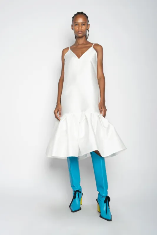 WHITE PUFF HEM SLIP DRESS made by Marques ’ Almeida