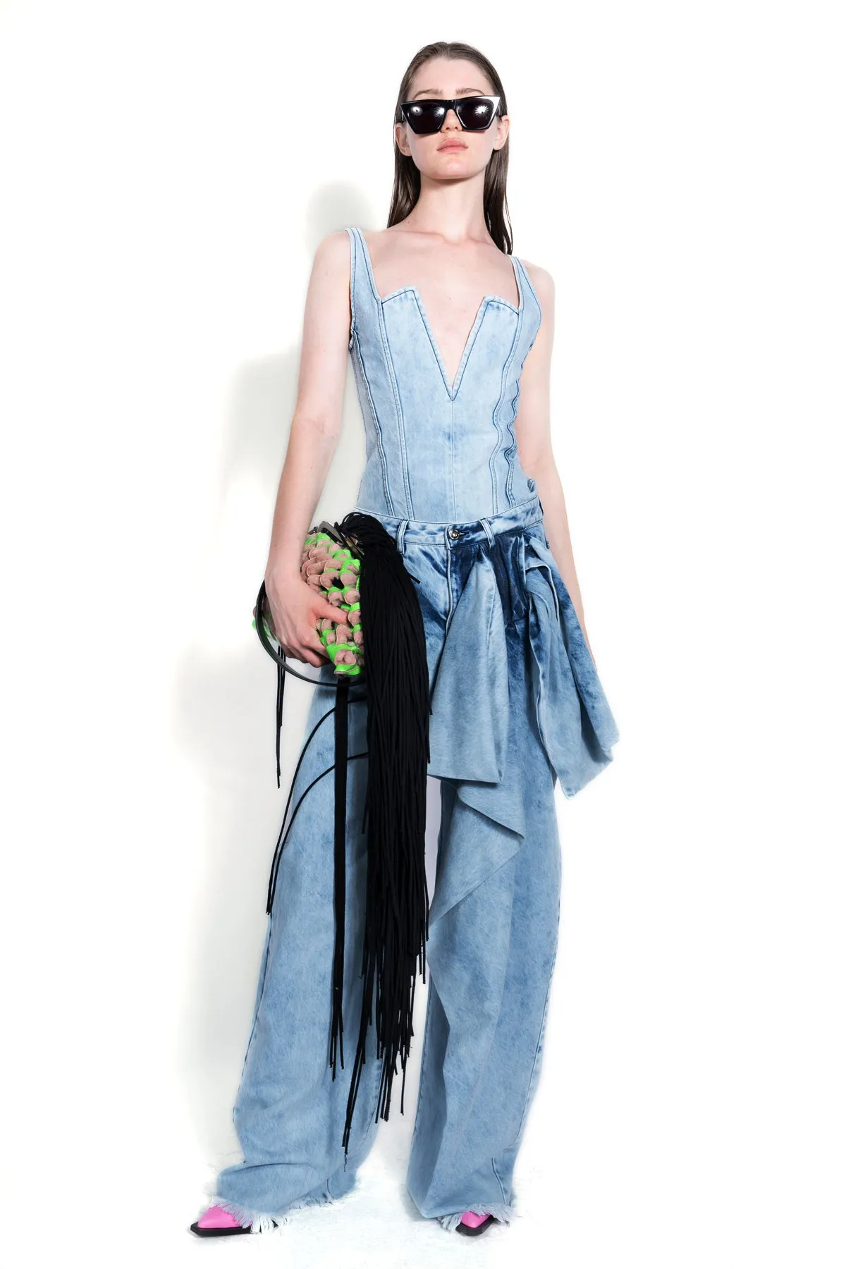 ACID WASH BOYFRIEND TROUSERS WITH BIG BOW sold by Marques ’ Almeida