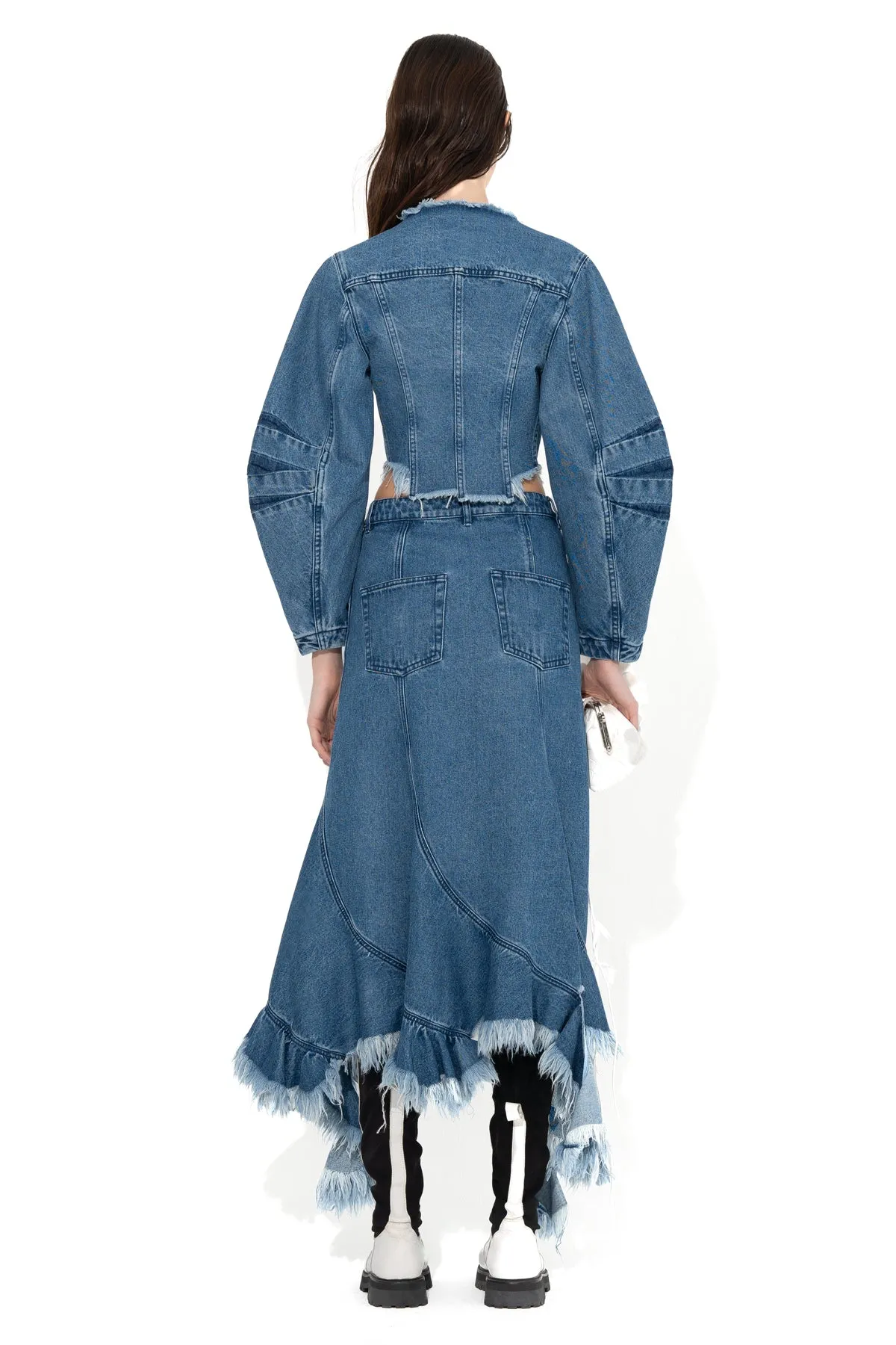 MID BLUE ROUND SLEEVE CROPPED JACKET sold by Marques ’ Almeida product image thumbnail 3