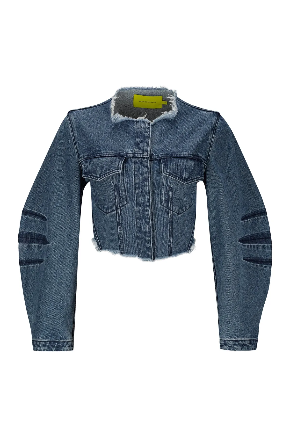 MID BLUE ROUND SLEEVE CROPPED JACKET sold by Marques ’ Almeida product image thumbnail 2