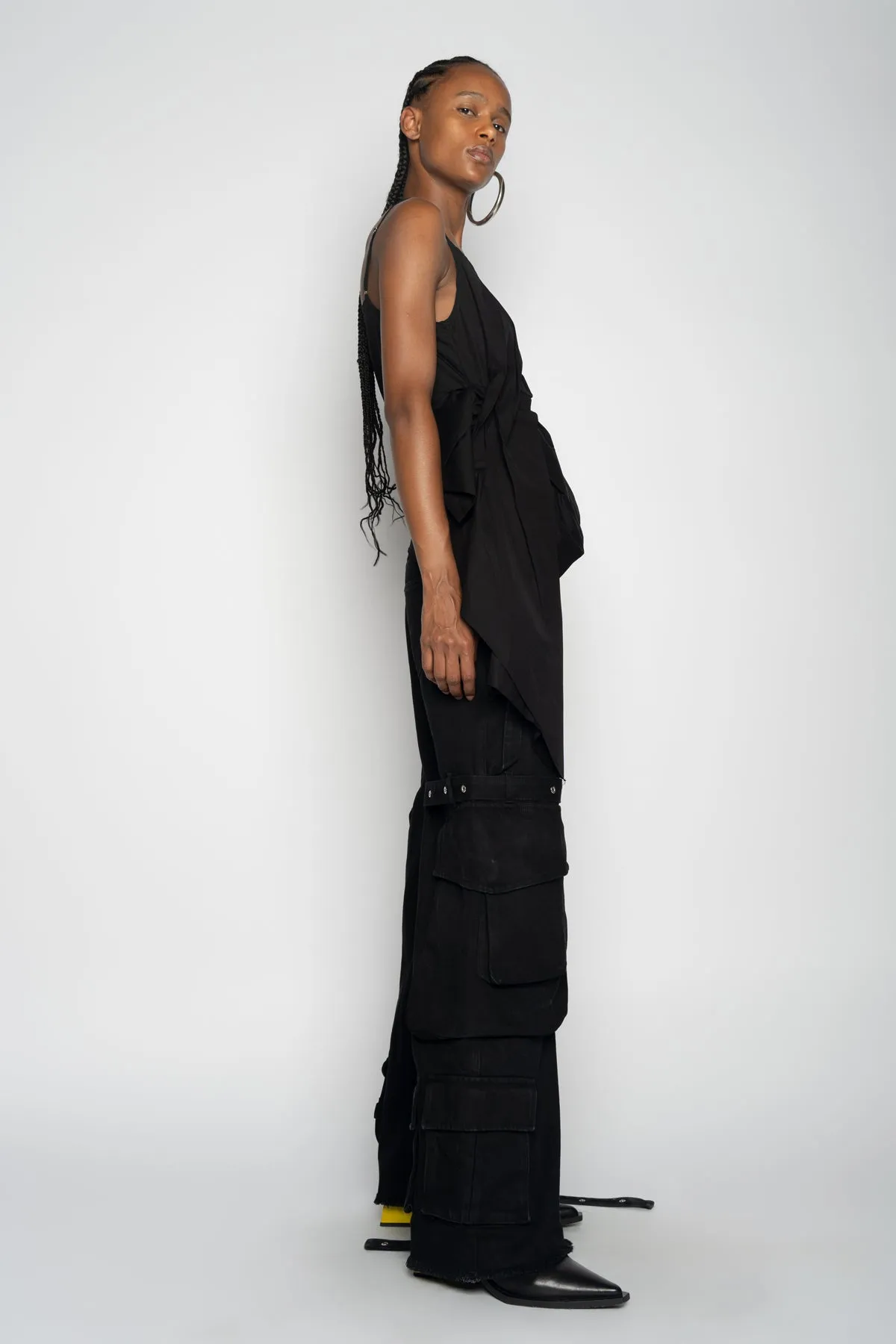 BLACK STRAP TOP WITH SIDE DRAPE sold by Marques ’ Almeida product image thumbnail 5