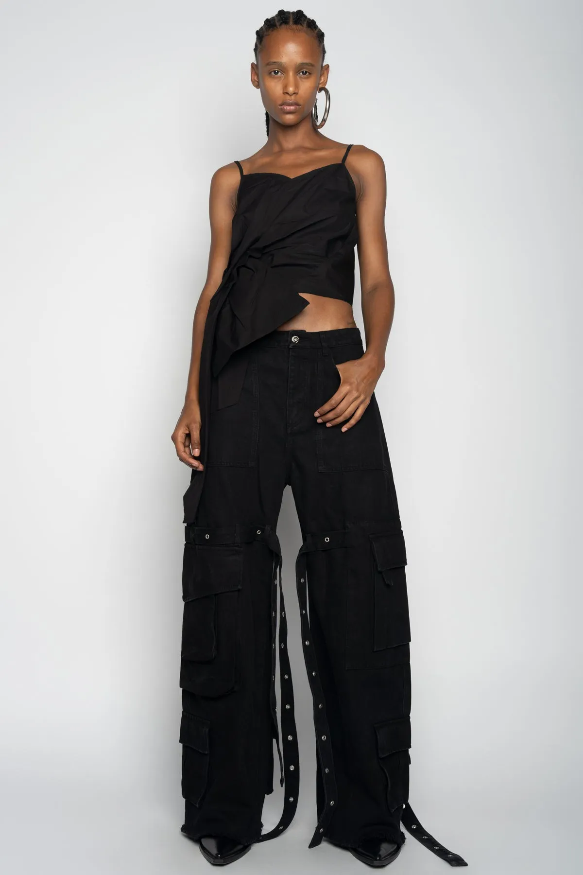 BLACK STRAP TOP WITH SIDE DRAPE sold by Marques ’ Almeida product image thumbnail 3