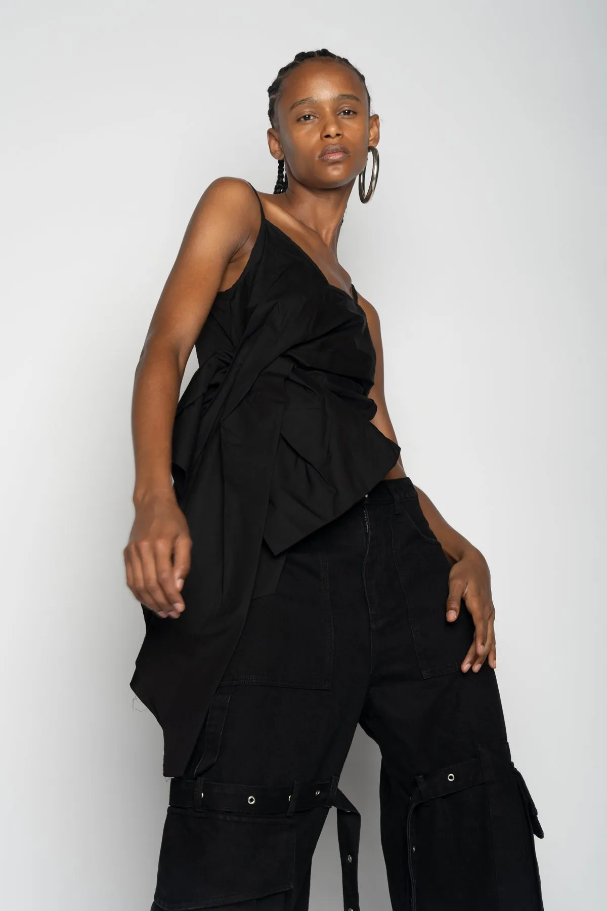 BLACK STRAP TOP WITH SIDE DRAPE sold by Marques ’ Almeida product image thumbnail 4