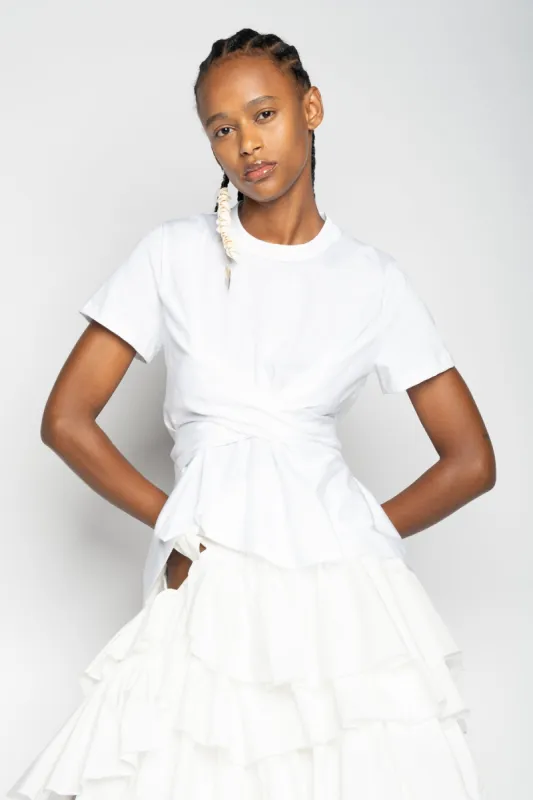WHITE CROSS WAIST DRAPE T-SHIRT made by Marques ’ Almeida