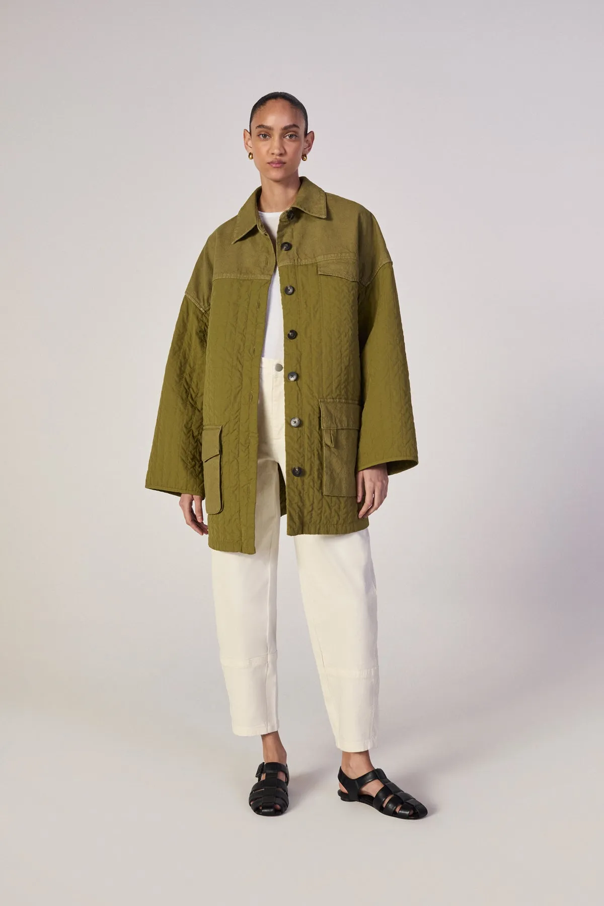 KHAKI PATCHWORK OVERSHIRT sold by Marques ’ Almeida product image thumbnail 3
