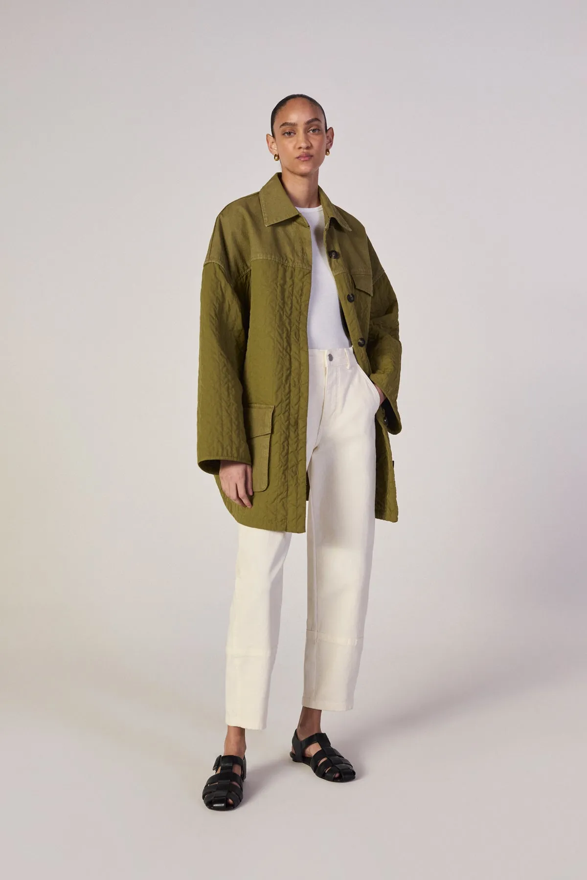 KHAKI PATCHWORK OVERSHIRT sold by Marques ’ Almeida product image thumbnail 5