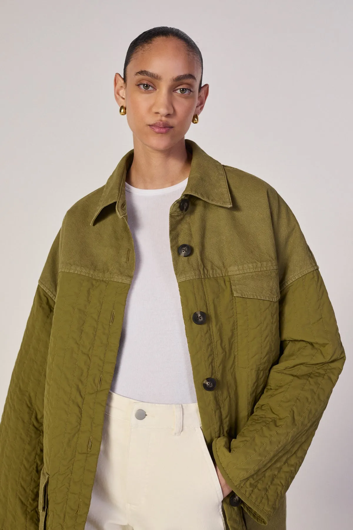 KHAKI PATCHWORK OVERSHIRT sold by Marques ’ Almeida