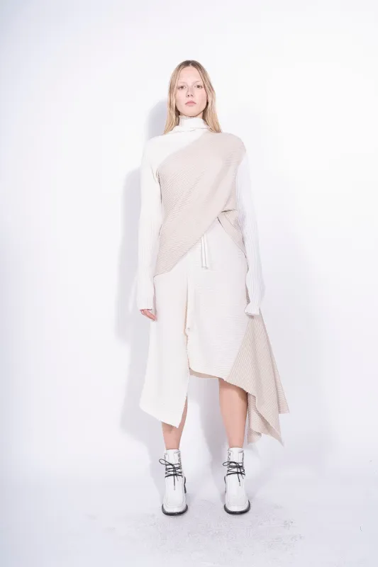 BEIGE PATCHWORK MERINO DRAPED JUMPER sold by Marques ’ Almeida