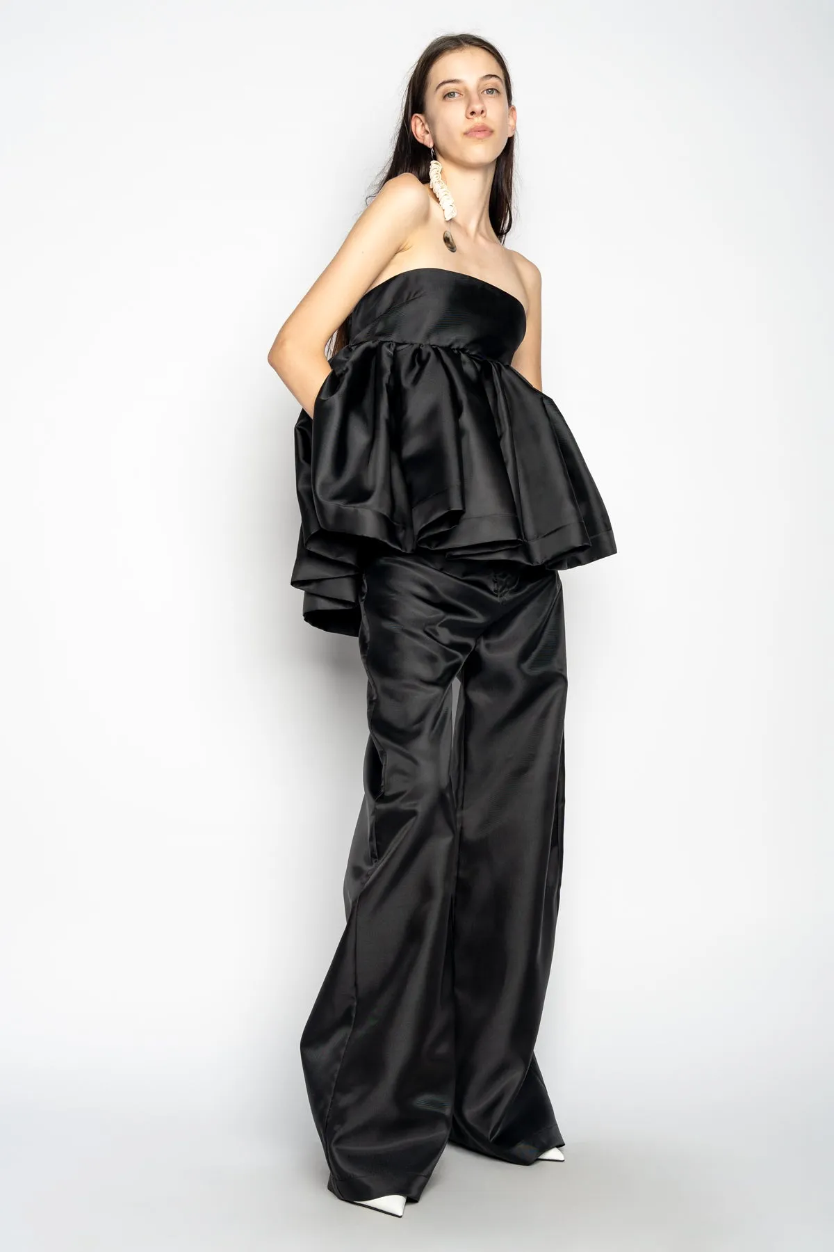 BLACK STRAPLESS PEPLUM TOP sold by Marques ’ Almeida product image thumbnail 4