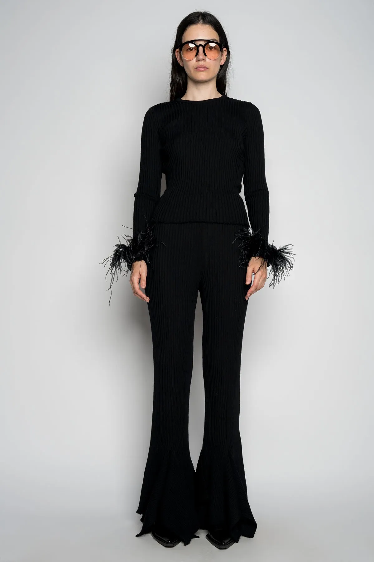 BLACK MERINO WOOL KNITTED TROUSERS sold by Marques ’ Almeida
