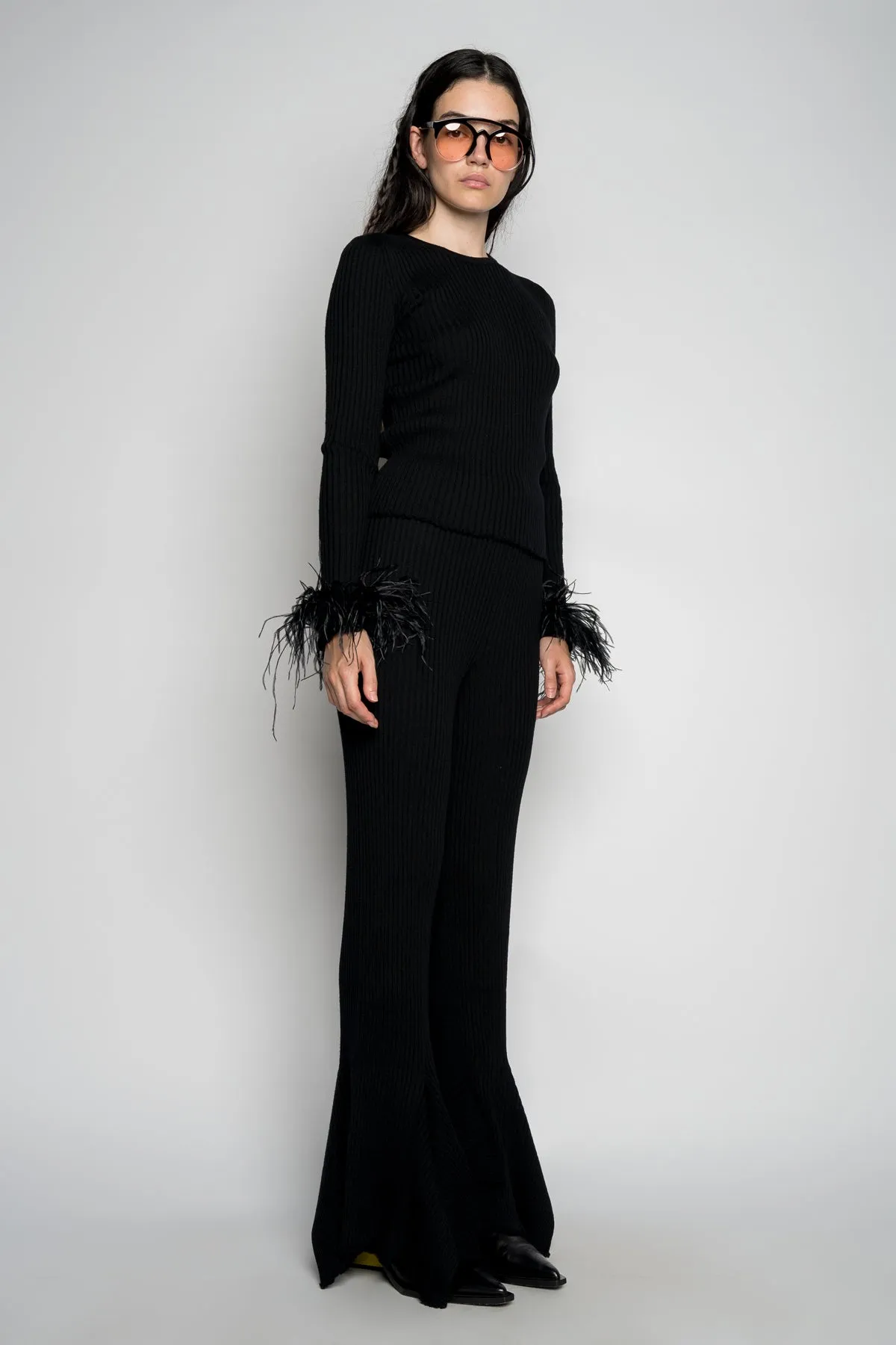 BLACK MERINO WOOL KNITTED TROUSERS sold by Marques ’ Almeida product image thumbnail 4