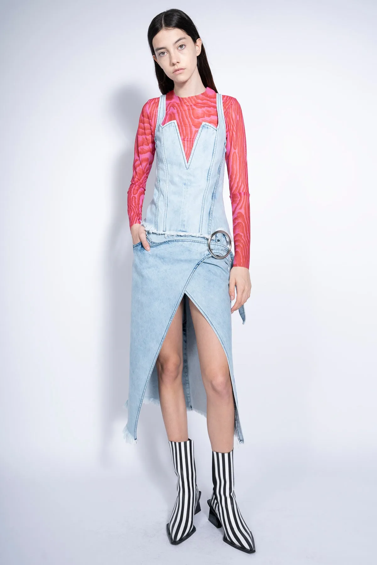 ACID WASH SKIRT WITH SIDE SPLIT sold by Marques ’ Almeida