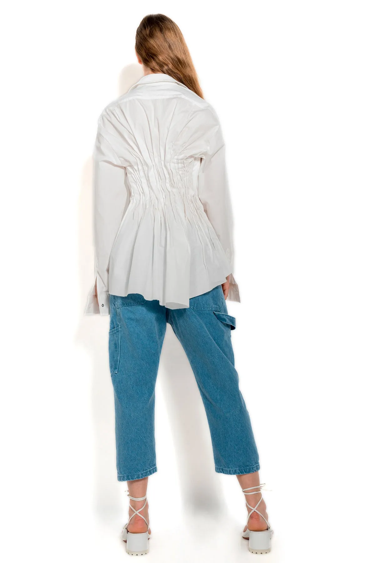 WHITE CINCHED PLEATED SHIRT sold by Marques ’ Almeida product image thumbnail 2