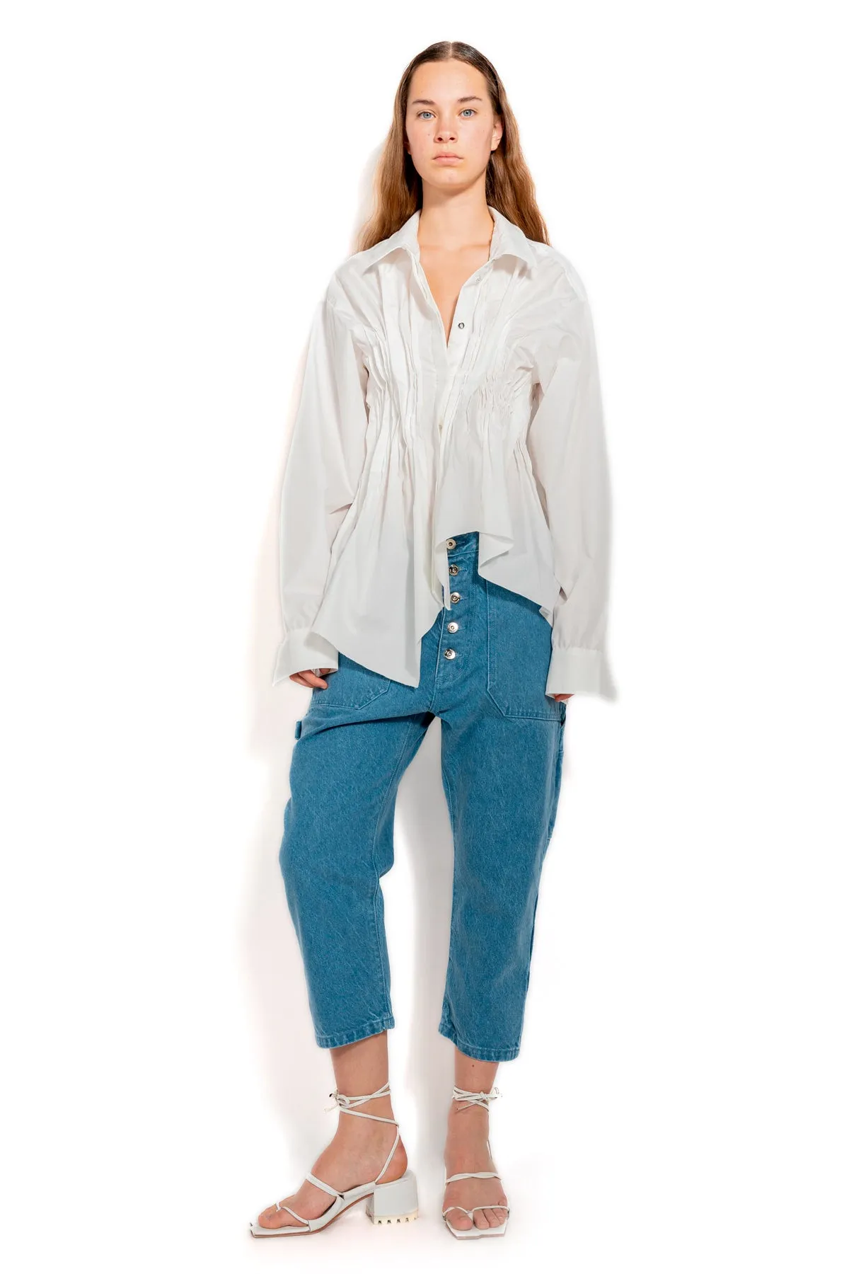 WHITE CINCHED PLEATED SHIRT sold by Marques ’ Almeida product image thumbnail 3