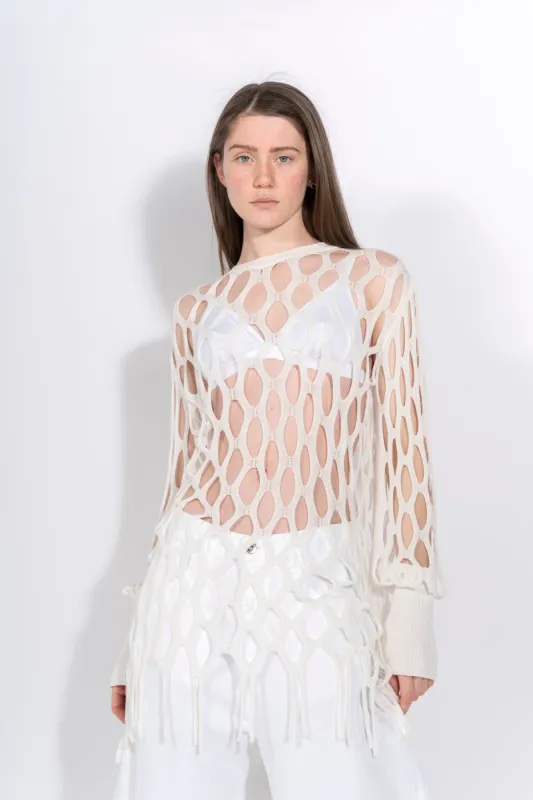 WHITE NET LONG SLEEVE TOP sold by Marques ’ Almeida