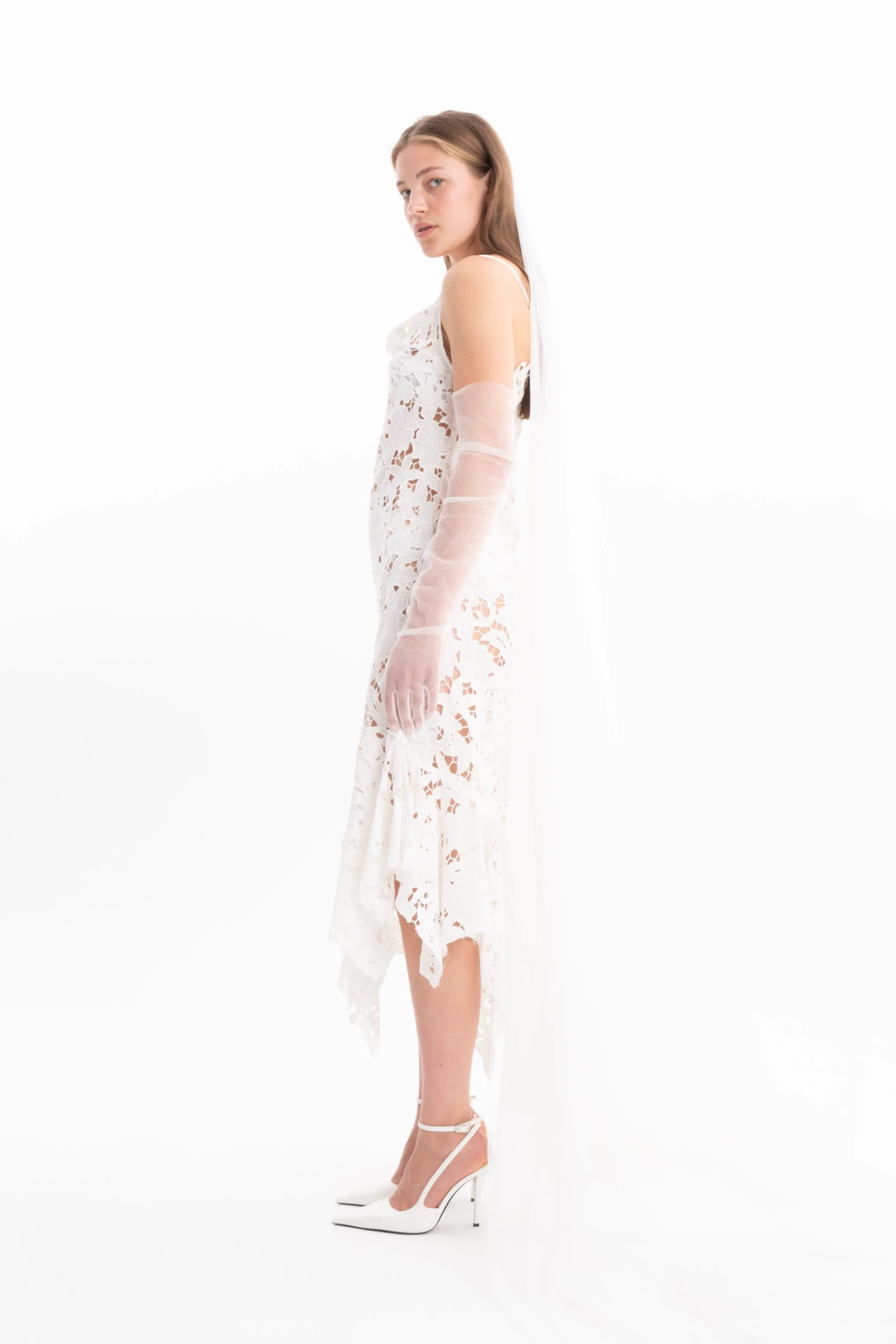WHITE EMBROIDERED STRAP DRESS WITH PEPLUM sold by Marques ’ Almeida product image thumbnail 4