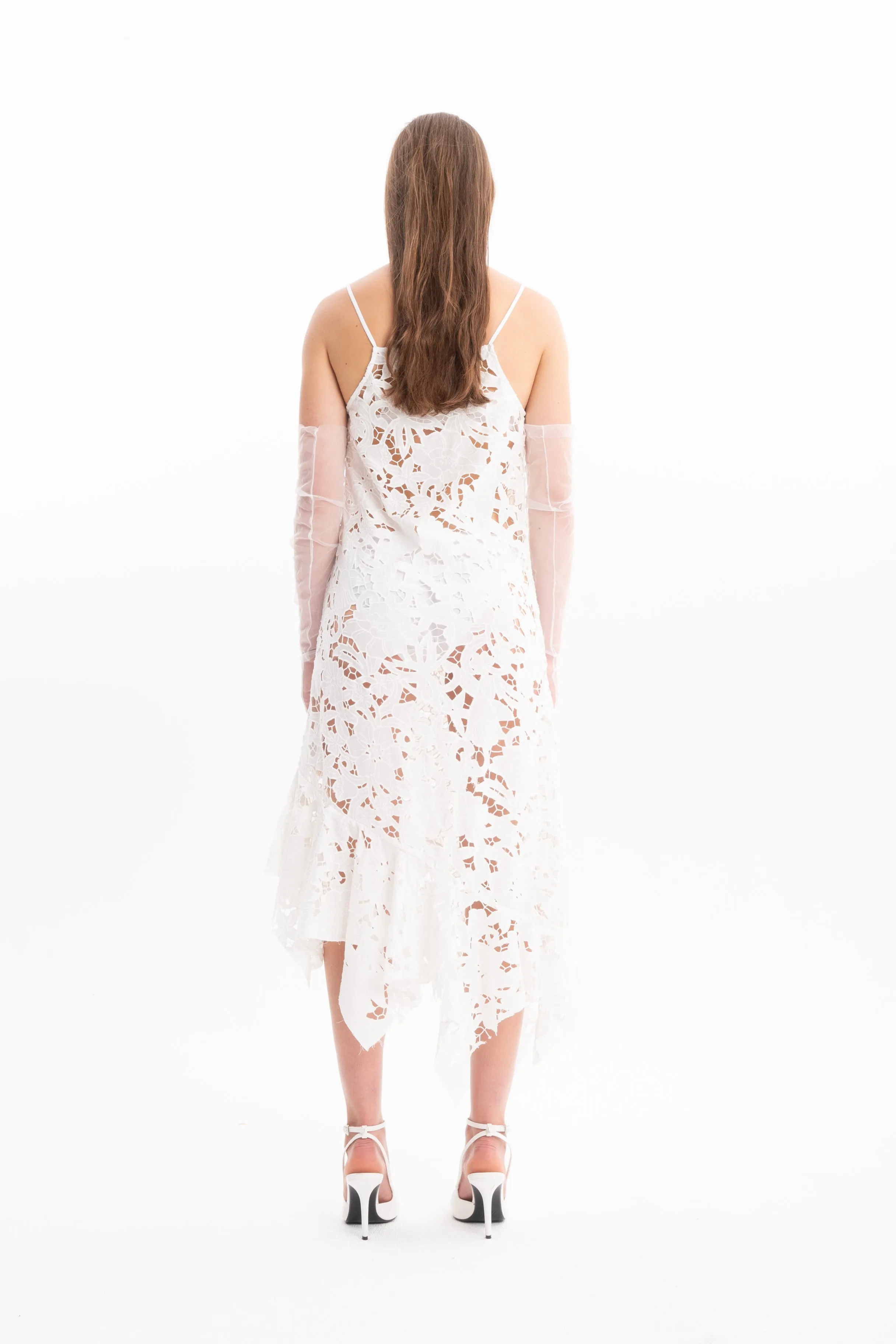 WHITE EMBROIDERED STRAP DRESS WITH PEPLUM sold by Marques ’ Almeida product image thumbnail 2