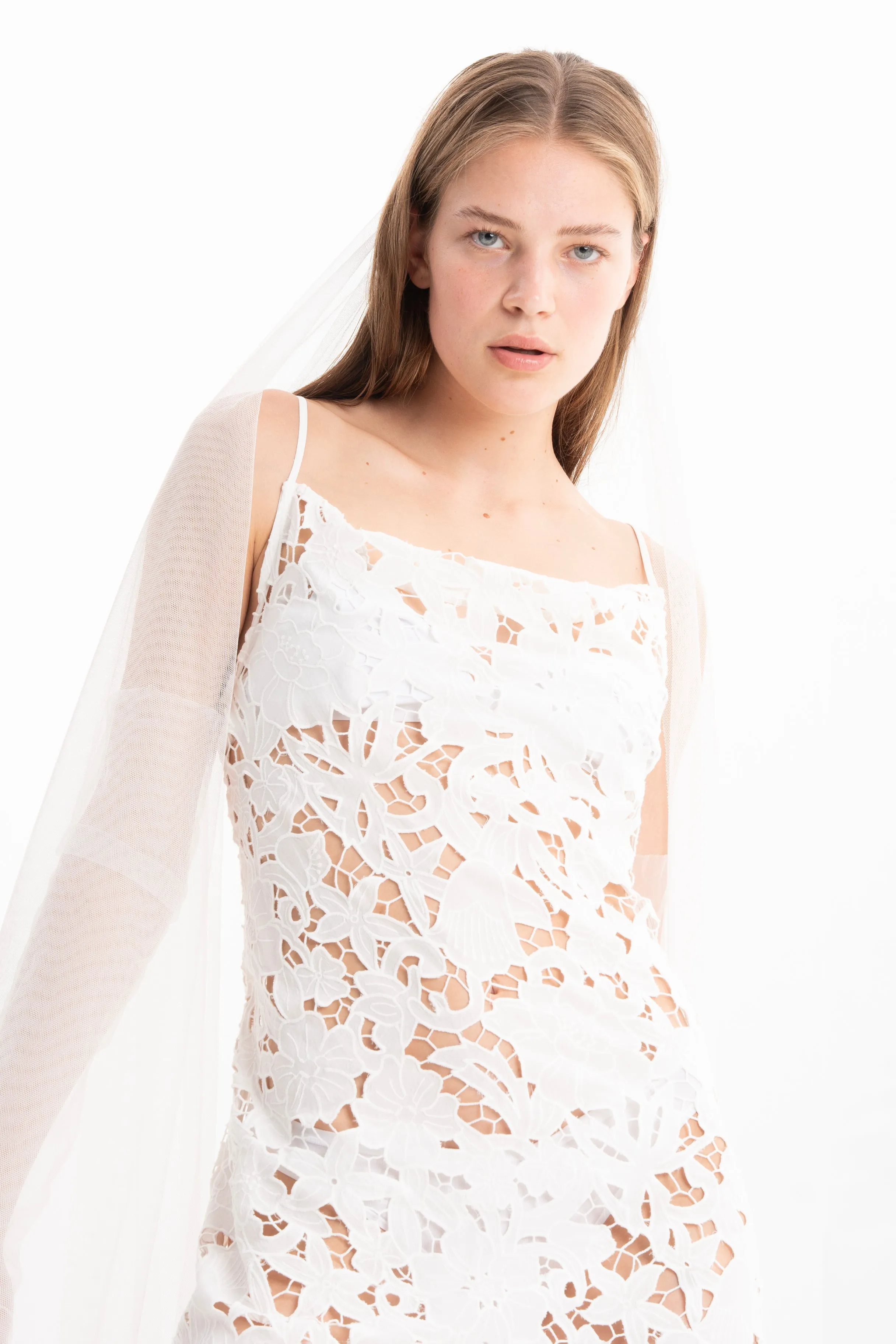 WHITE EMBROIDERED STRAP DRESS WITH PEPLUM sold by Marques ’ Almeida product image thumbnail 5