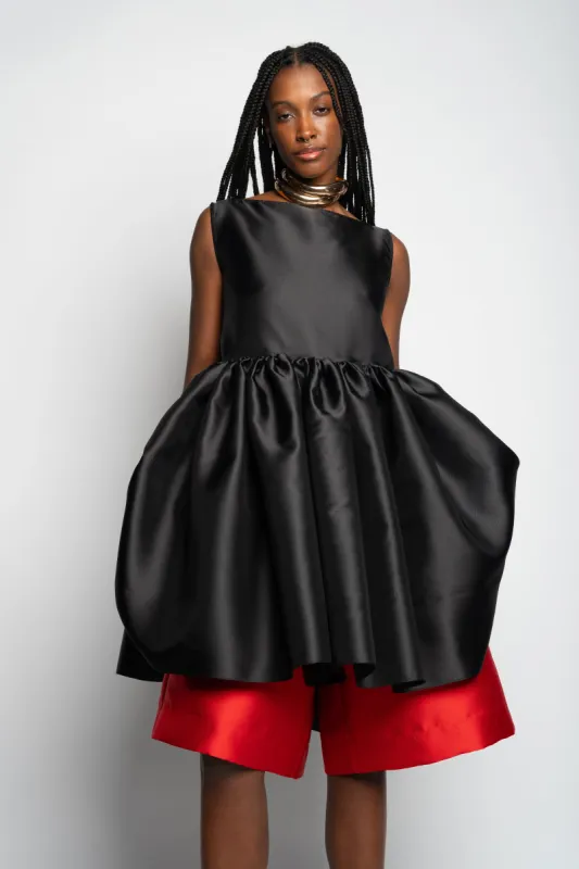 BLACK SHORT SLEEVELESS PUFF DRESS made by Marques ’ Almeida