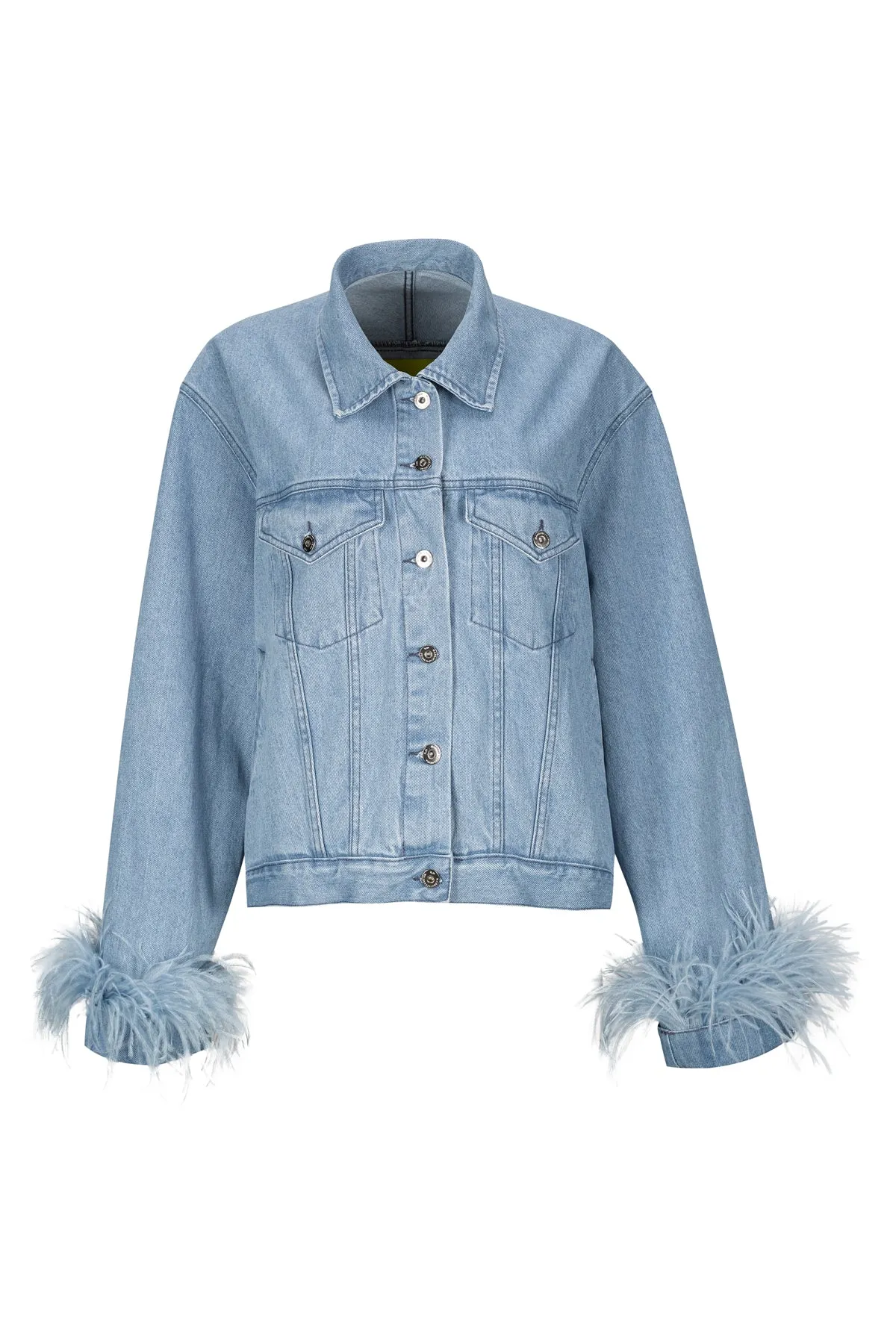 LIGHT BLUE FEATHER CUFF JACKET sold by Marques ’ Almeida product image thumbnail 2