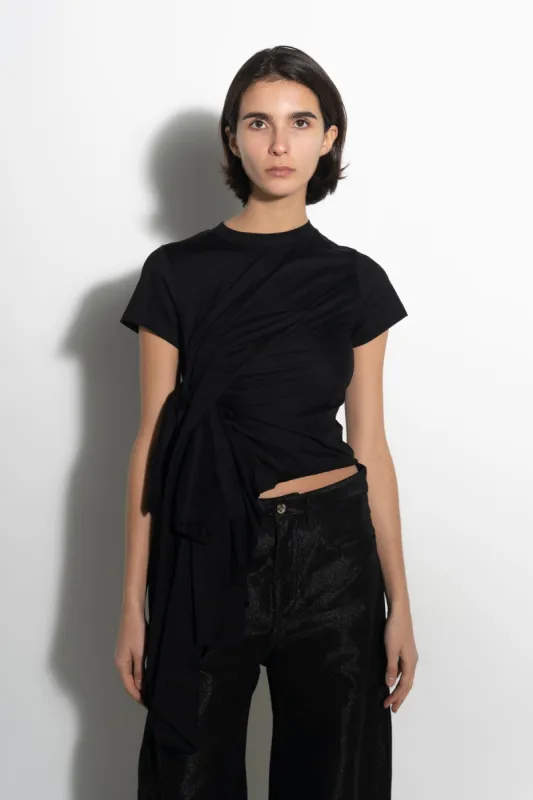 BLACK T-SHIRT WITH SIDE BOW sold by Marques ’ Almeida