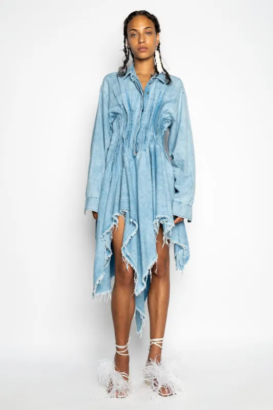 CHAMBRAY PLEATED SHIRT DRESS sold by Marques ’ Almeida
