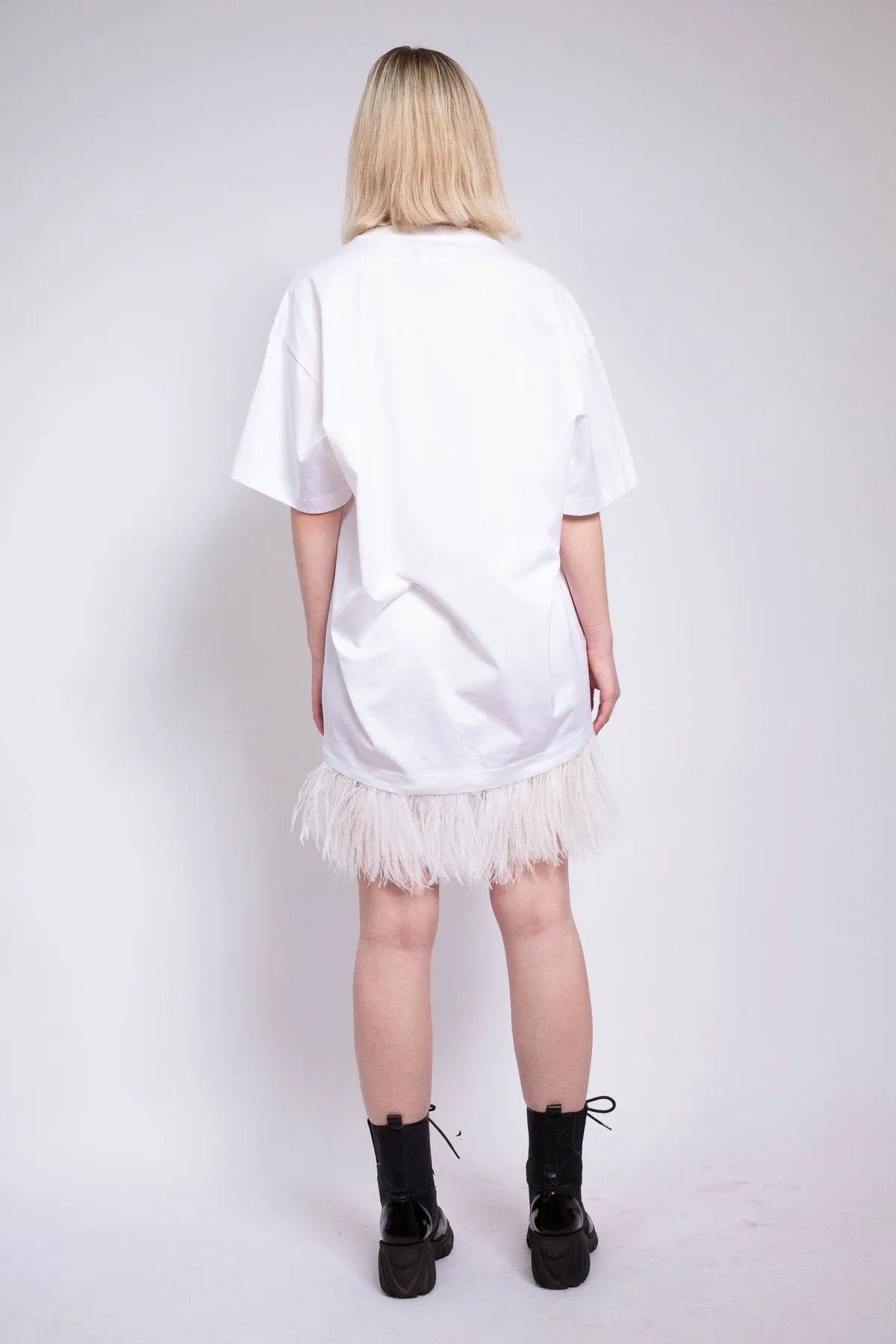 WHITE FEATHER HEM T-SHIRT DRESS sold by Marques ’ Almeida product image thumbnail 3