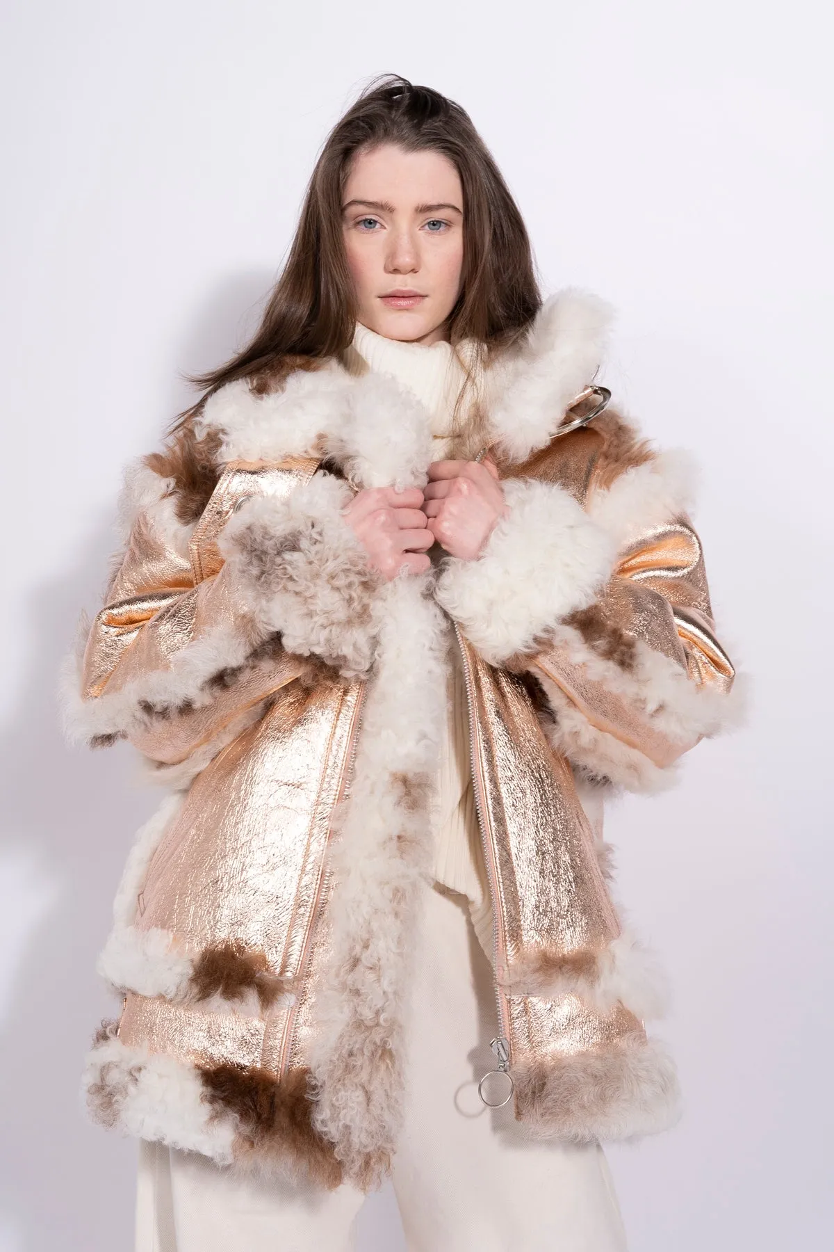 FOILED SHEARLING OVERSIZED JACKET sold by Marques ’ Almeida product image thumbnail 5