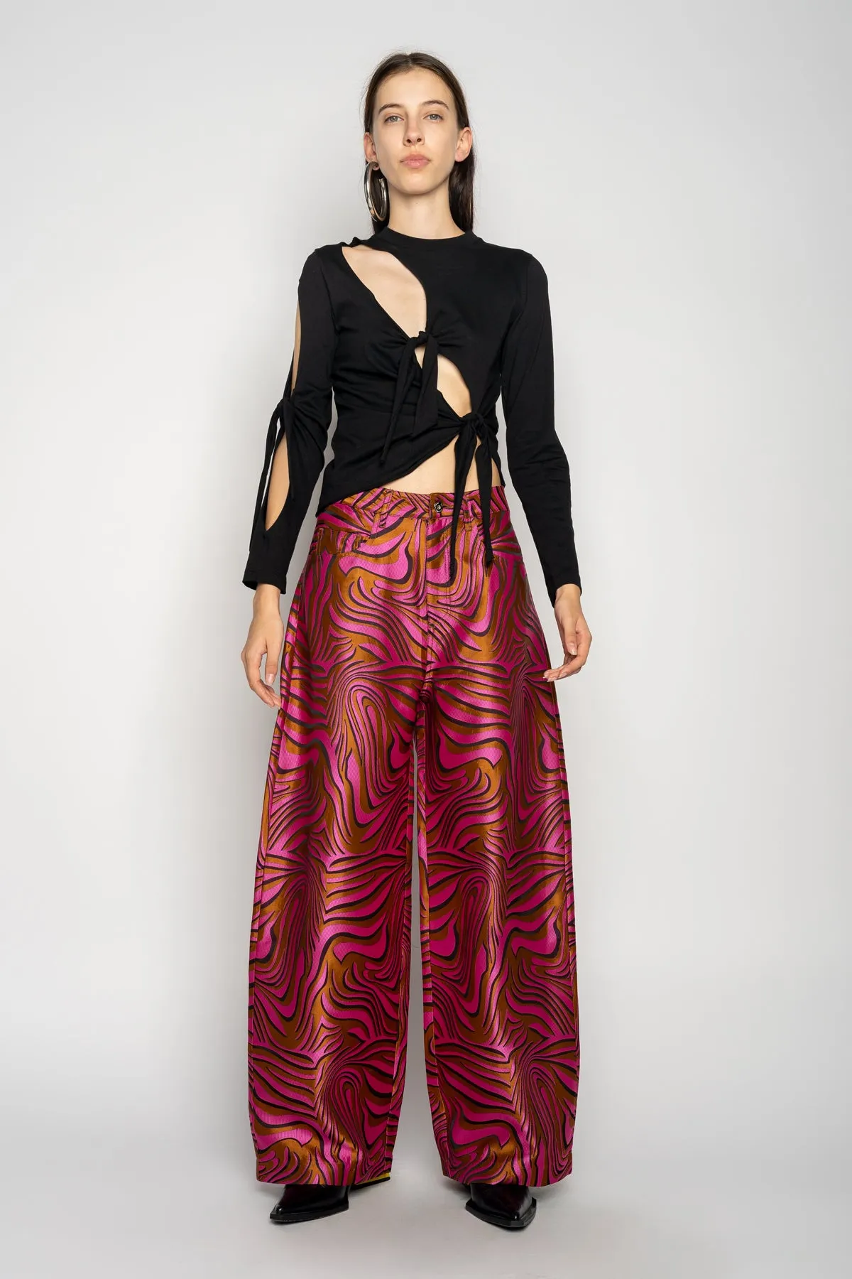 PINK ZEBRA BROCADE BOYFRIEND TROUSERS sold by Marques ’ Almeida product image thumbnail 3