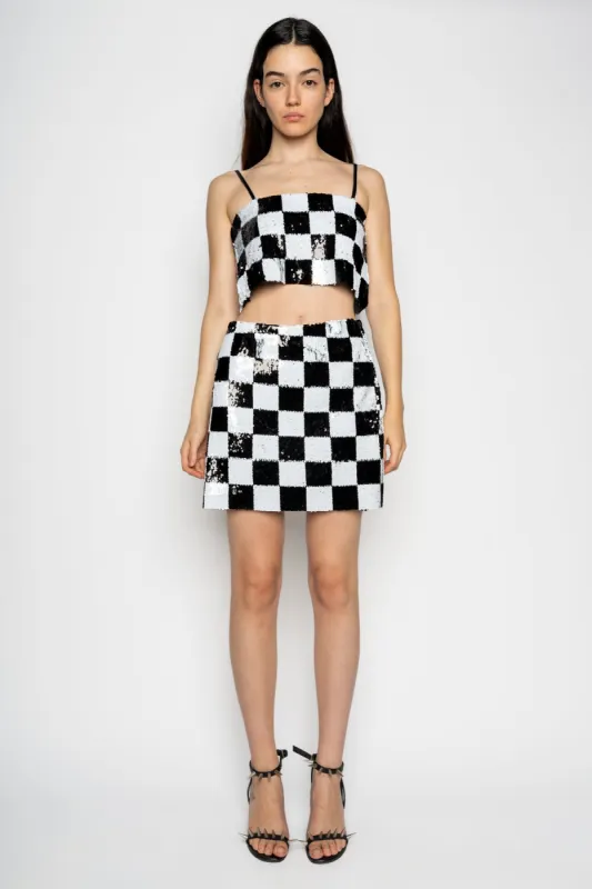 CHECKED SEQUINS MINI SKIRT sold by Marques ’ Almeida