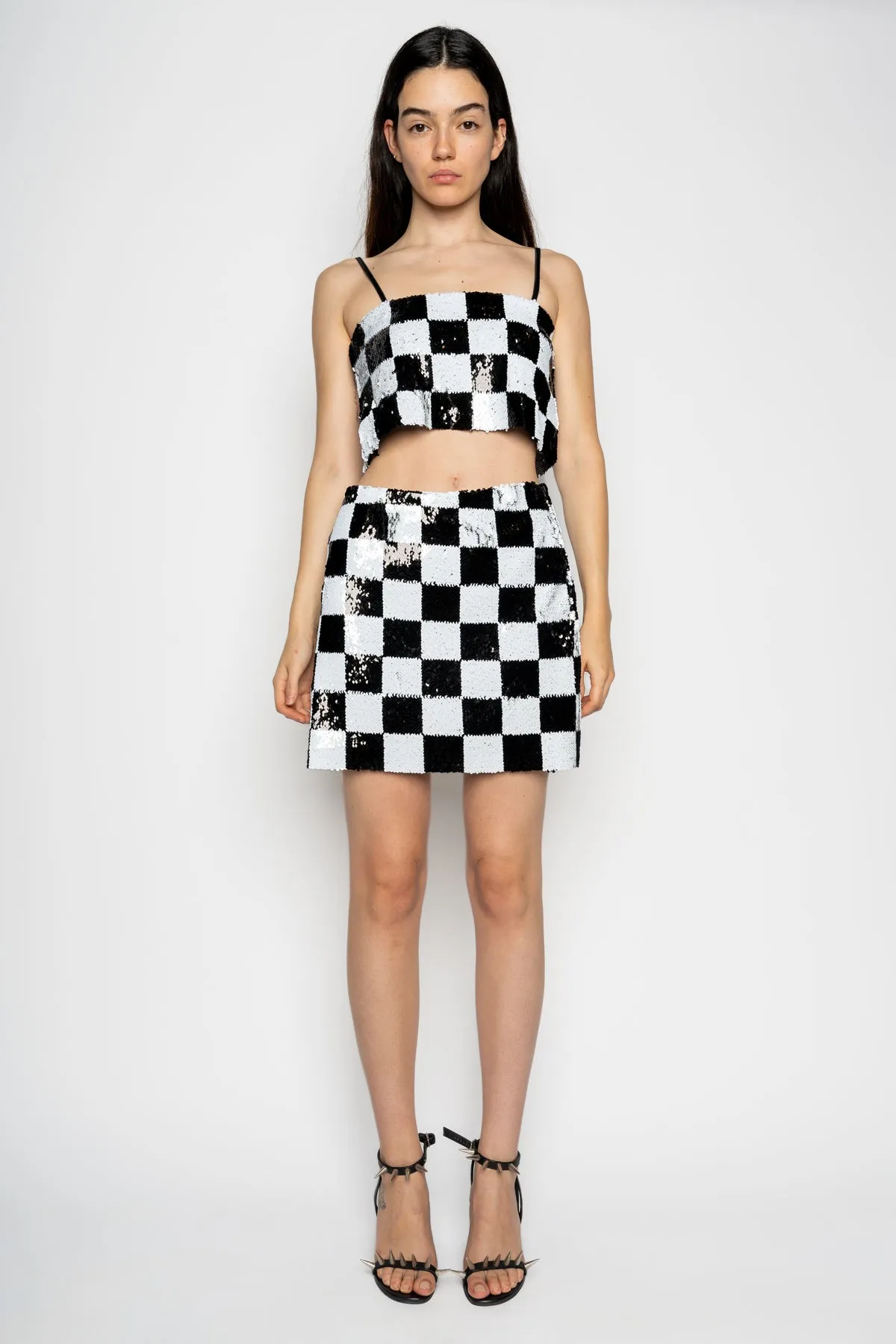 CHECKED SEQUINS MINI SKIRT sold by Marques ’ Almeida