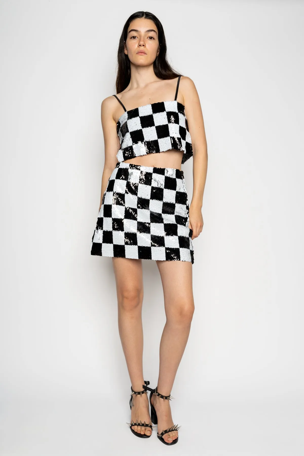 CHECKED SEQUINS MINI SKIRT sold by Marques ’ Almeida product image thumbnail 5