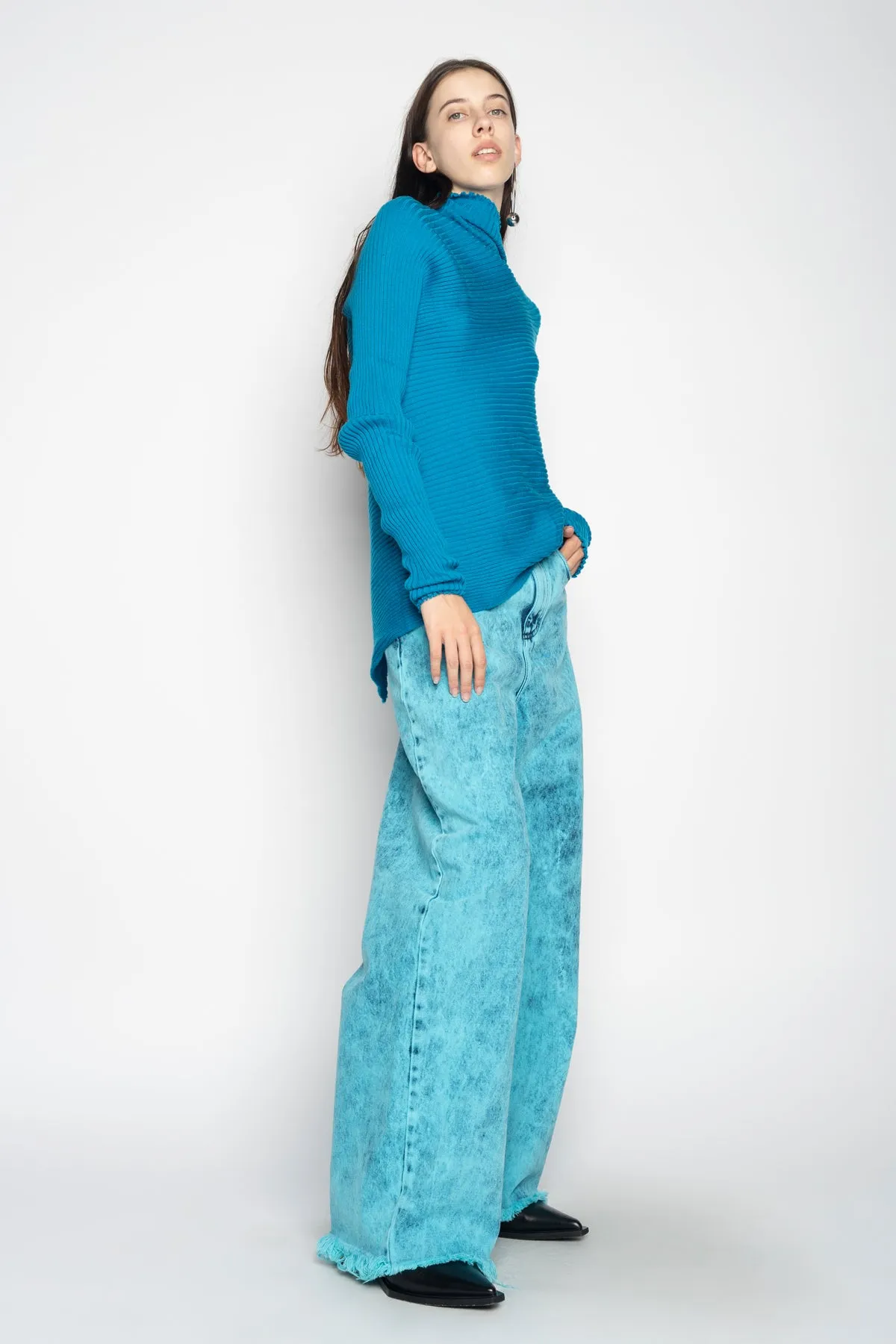 TURQUOISE MERINO DRAPED JUMPER sold by Marques ’ Almeida product image thumbnail 3