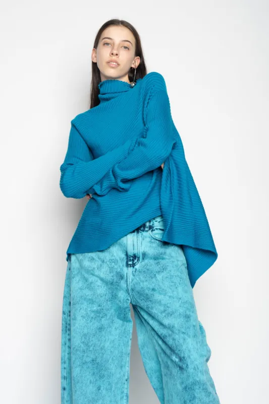 TURQUOISE MERINO DRAPED JUMPER sold by Marques ’ Almeida