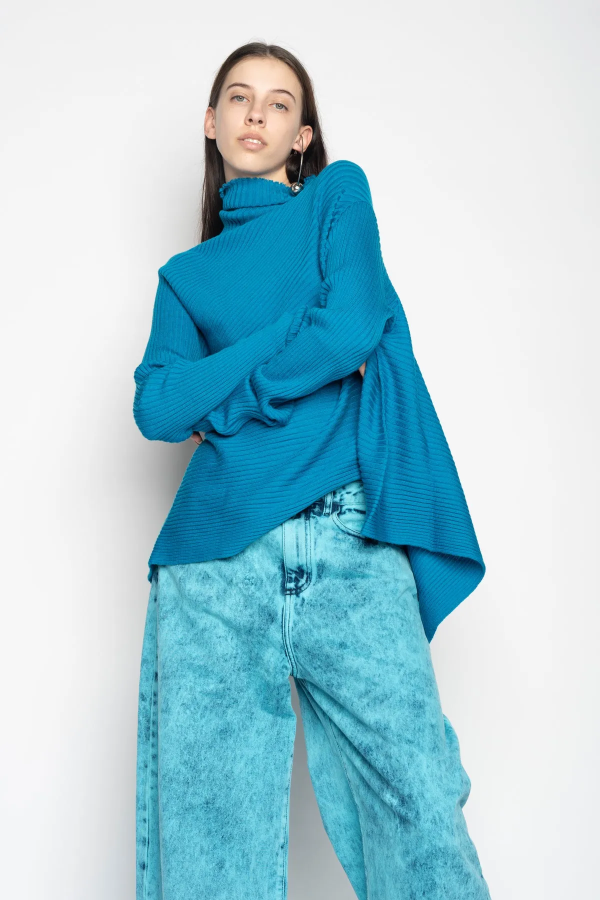 TURQUOISE MERINO DRAPED JUMPER sold by Marques ’ Almeida