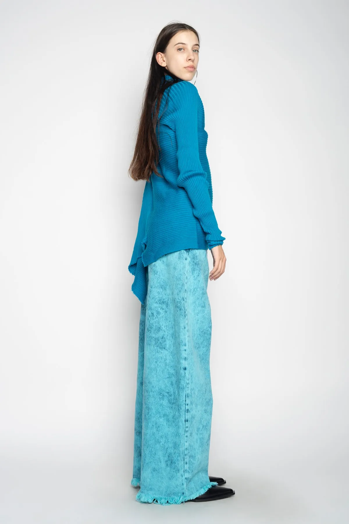 TURQUOISE MERINO DRAPED JUMPER sold by Marques ’ Almeida product image thumbnail 4