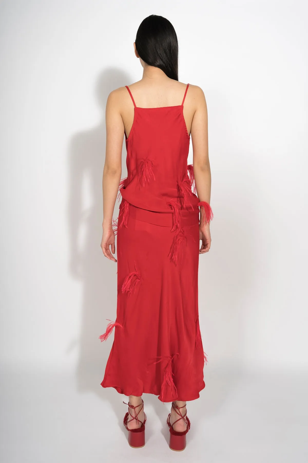 RED SLIP TOP WITH FEATHERS sold by Marques ’ Almeida product image thumbnail 2