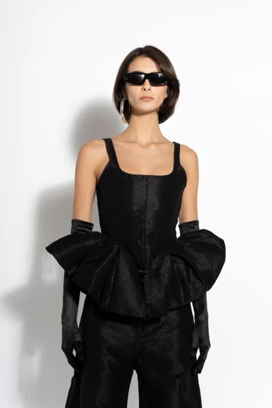 BLACK LUREX FITTED CORSET sold by Marques ’ Almeida