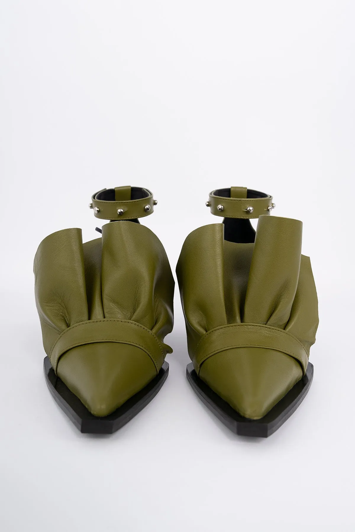 KHAKI POINTY FRILL LACE UP PUMPS sold by Marques ’ Almeida product image thumbnail 3