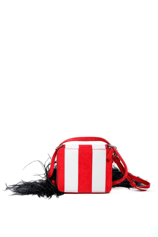 STRIPED WALLET BAG WITH FEATHER STRAP made by Marques ’ Almeida
